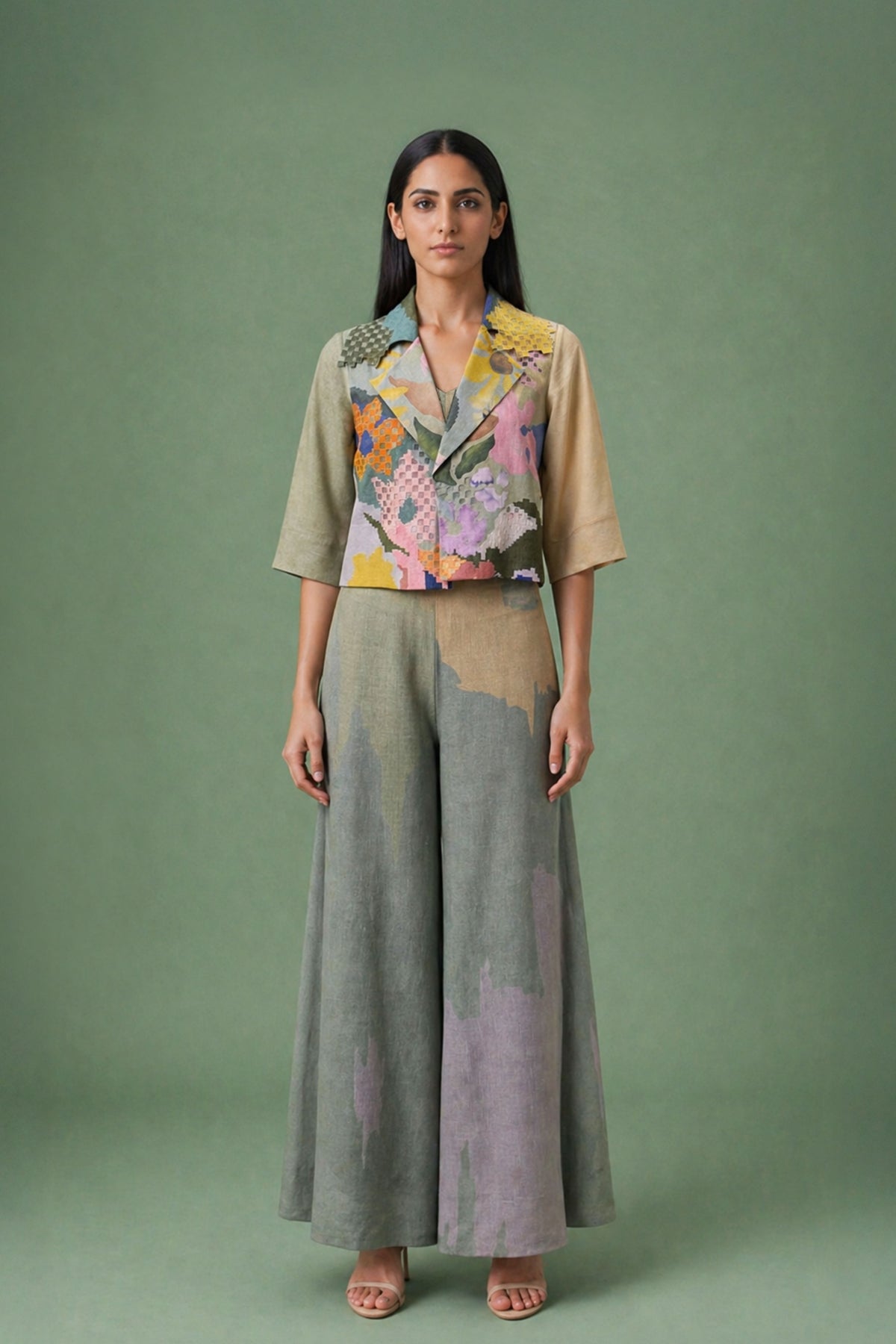 Ikat Cutwork Jumpsuit Jacket Set
