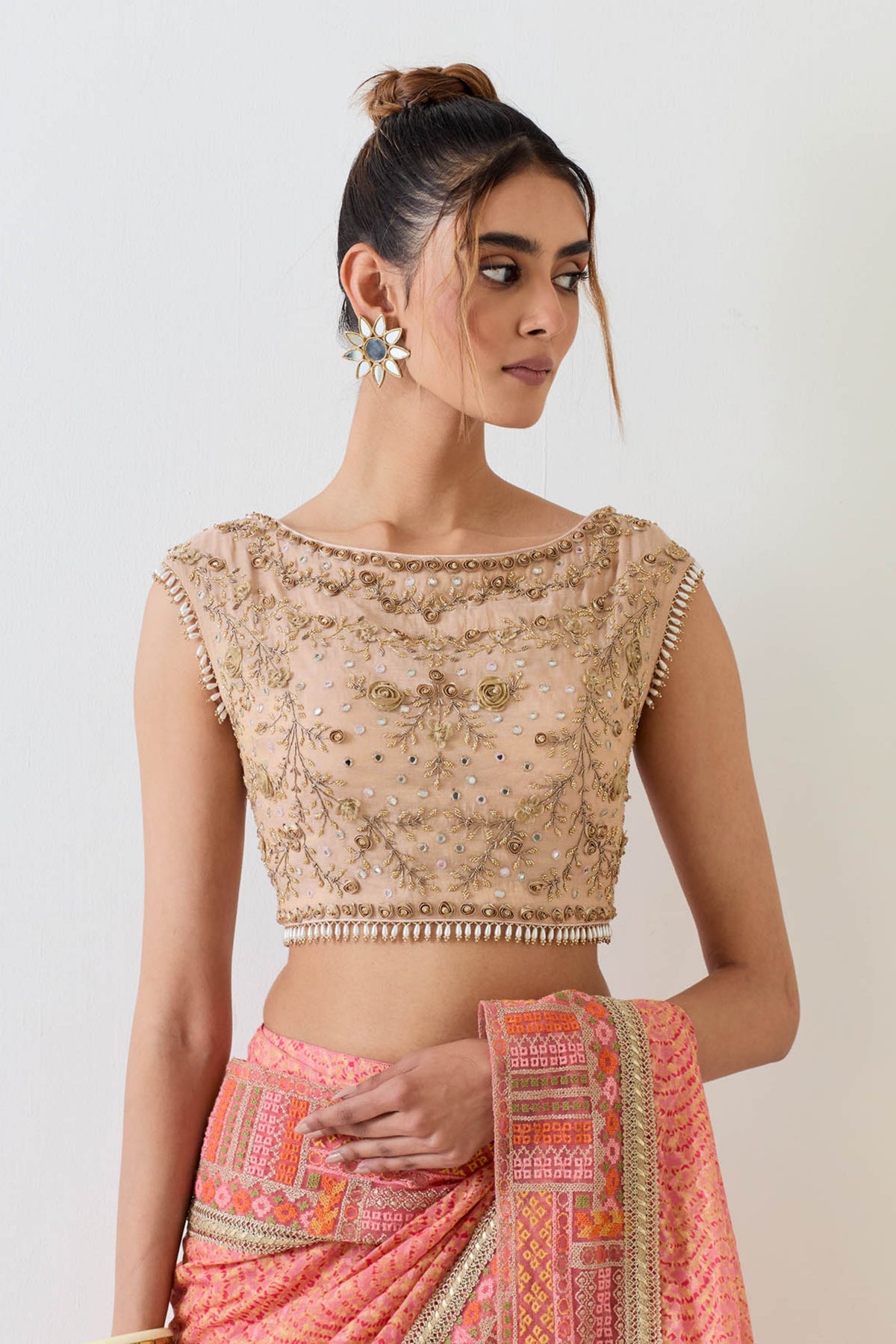 Gold Orange Saree Set