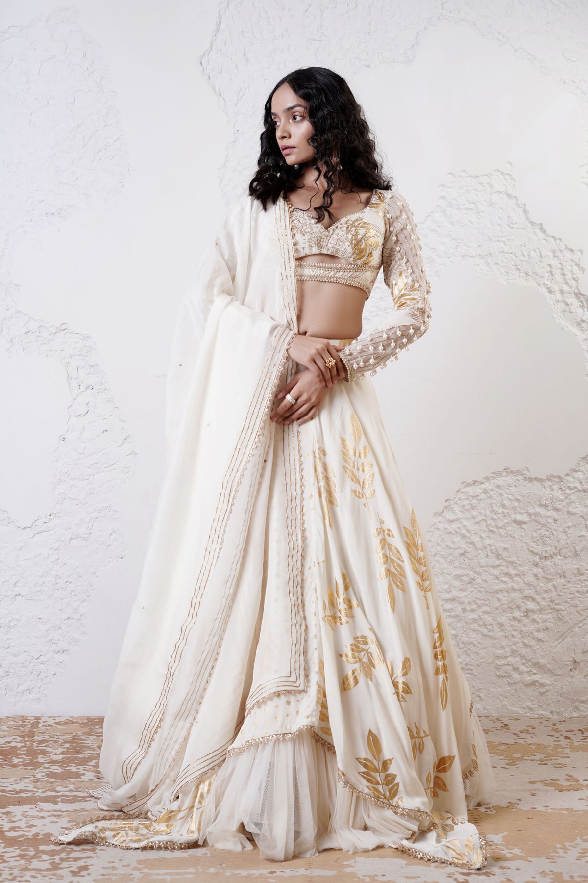 Ivory Foil Lehenga Set