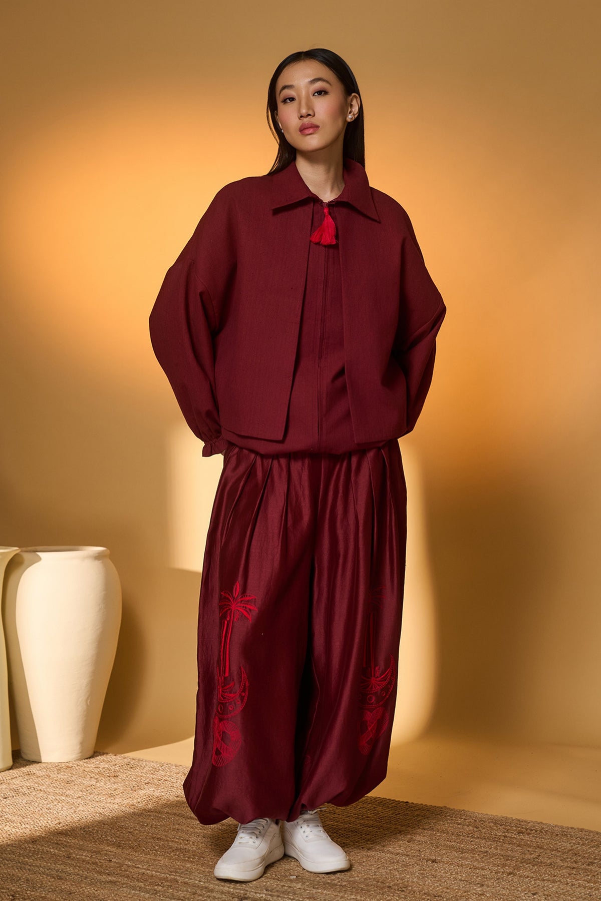 Maroon Pine-code Co-ord Set