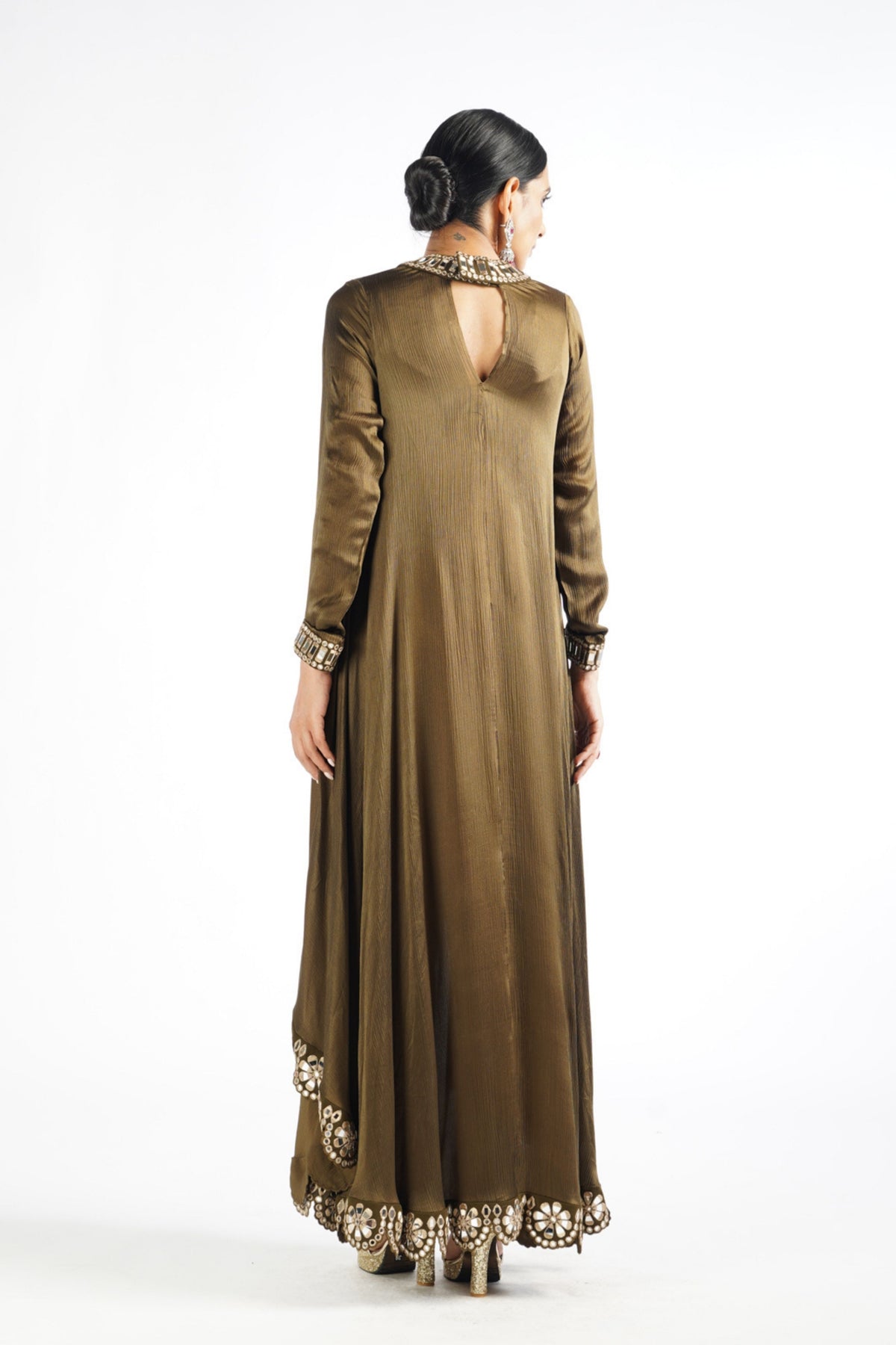 Olive Green Scallop Pant Kurta Set