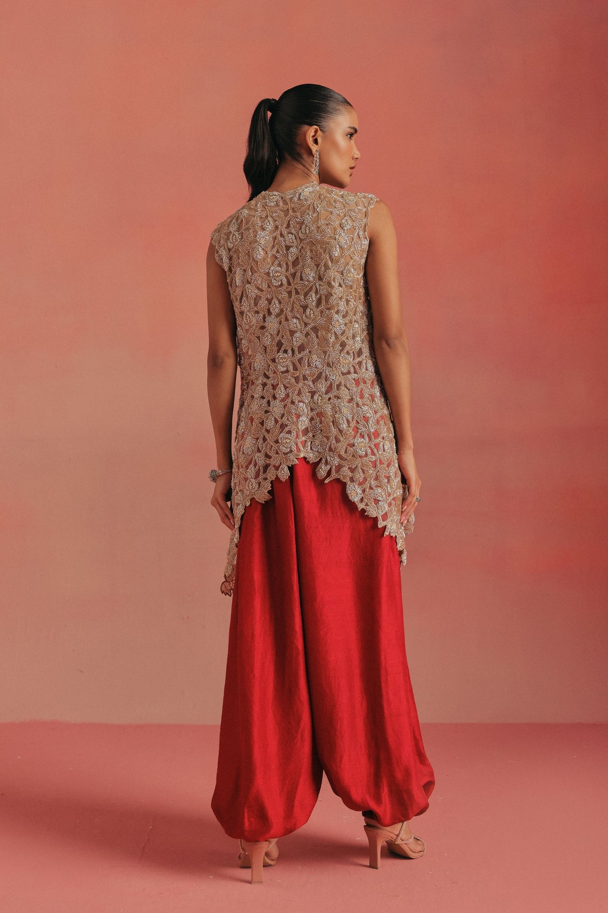 Long Asym Gilet Dhoti Set