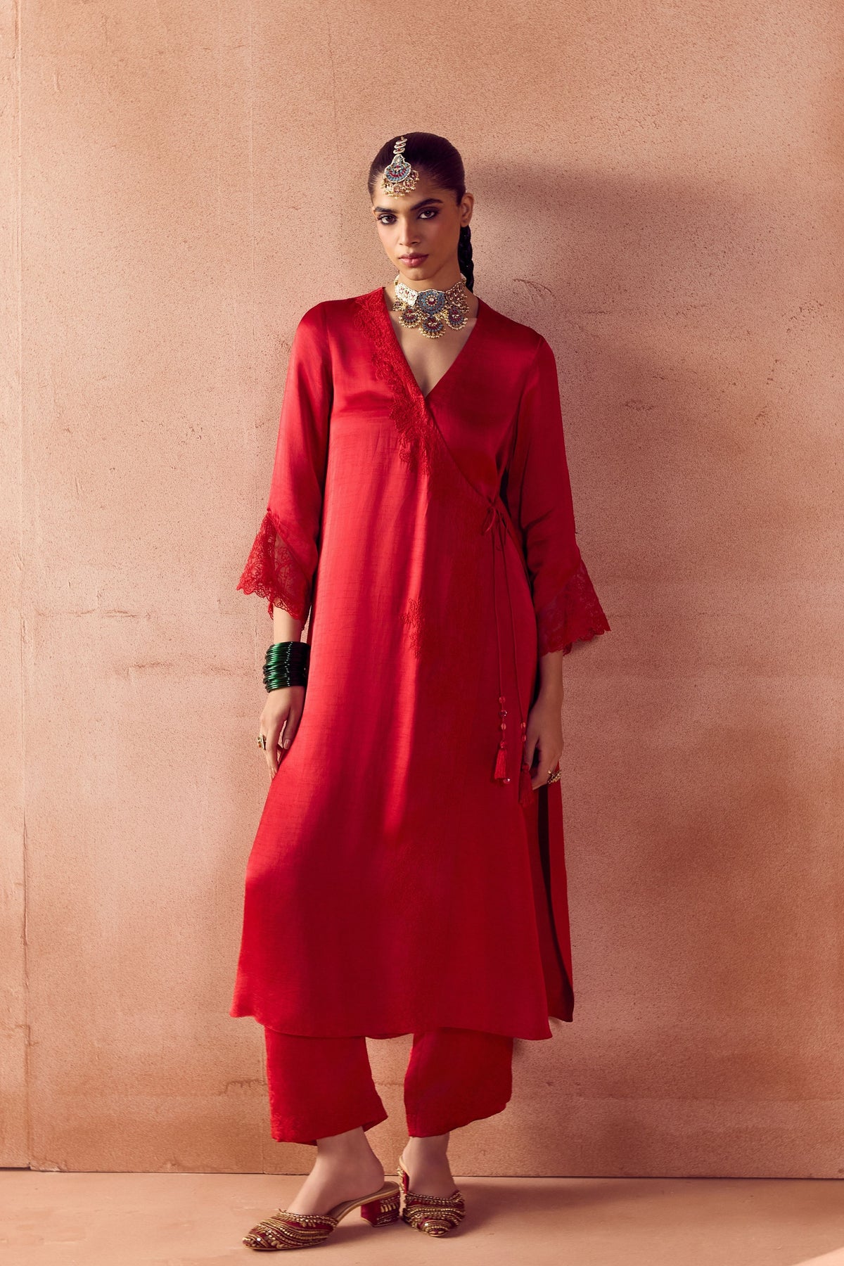 Red Dori Kurta Set