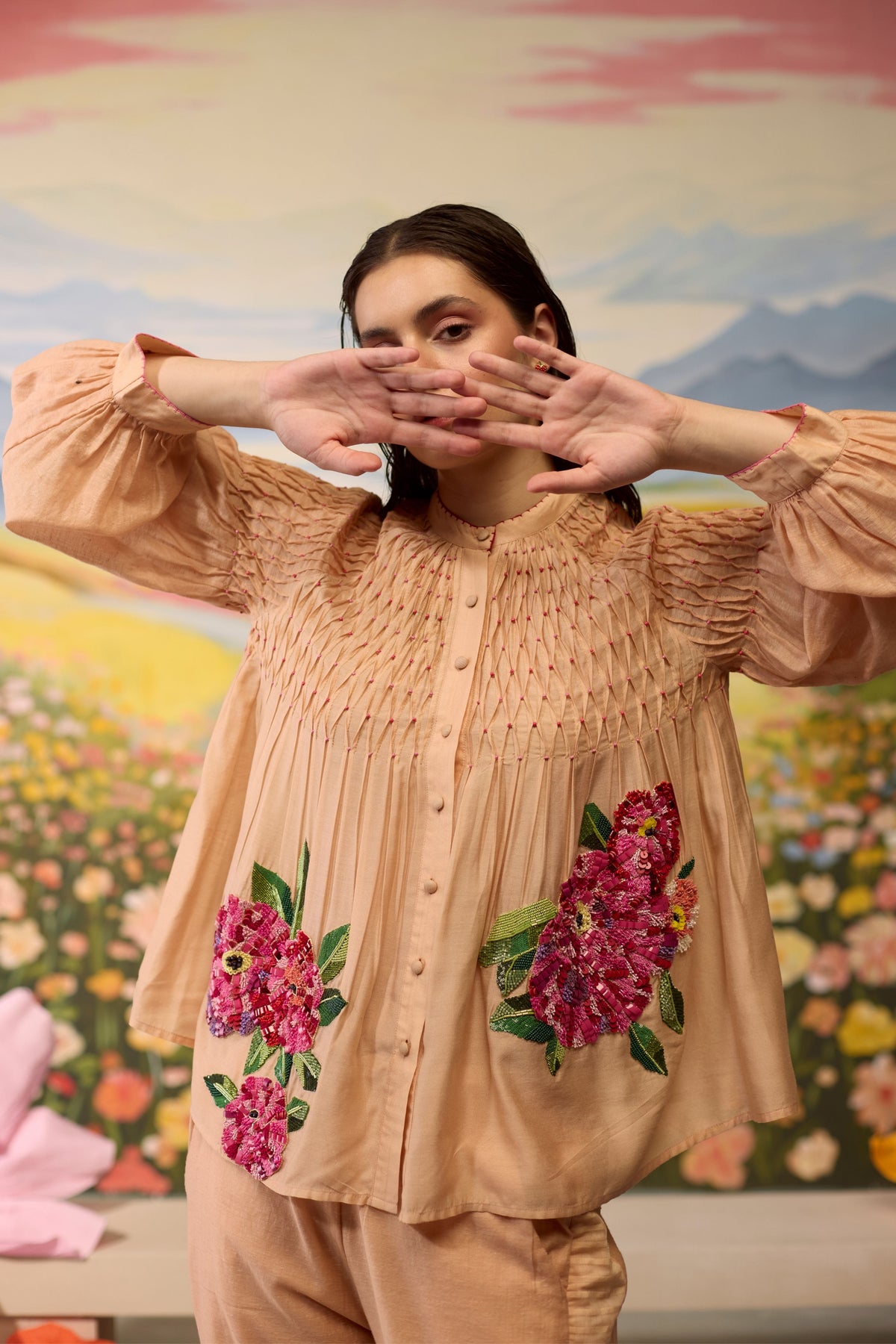 Sorbet Smocked Shirt