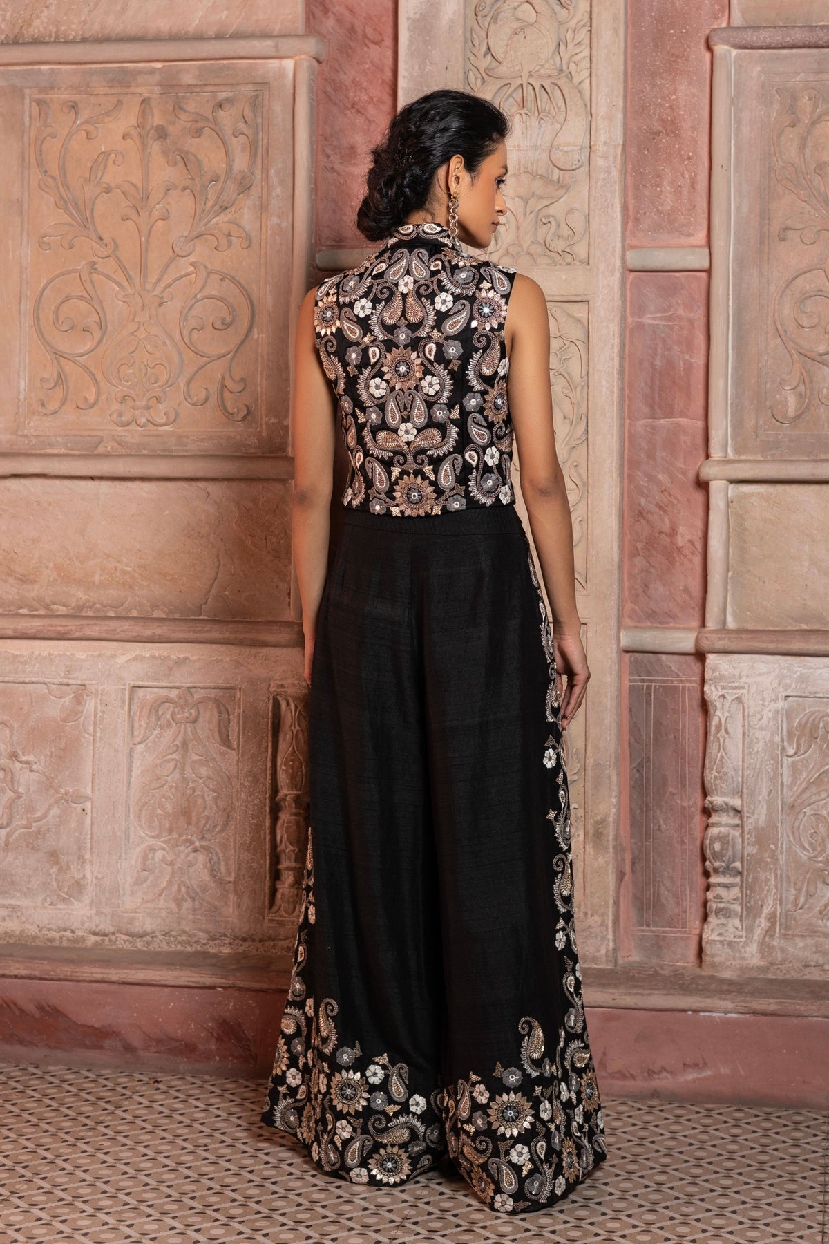 Black Embroidered Co-ord Set