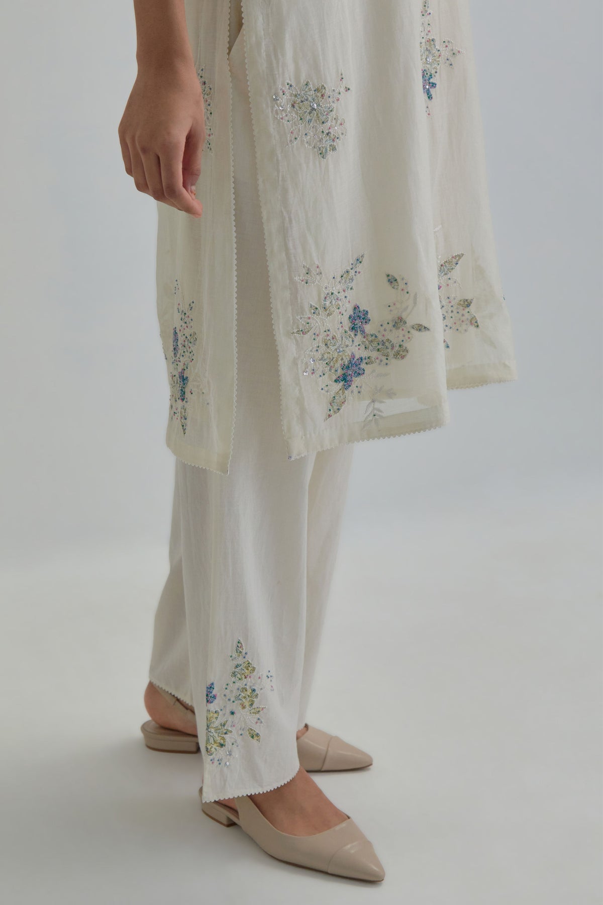 Blue Beaded Kurta And Pants