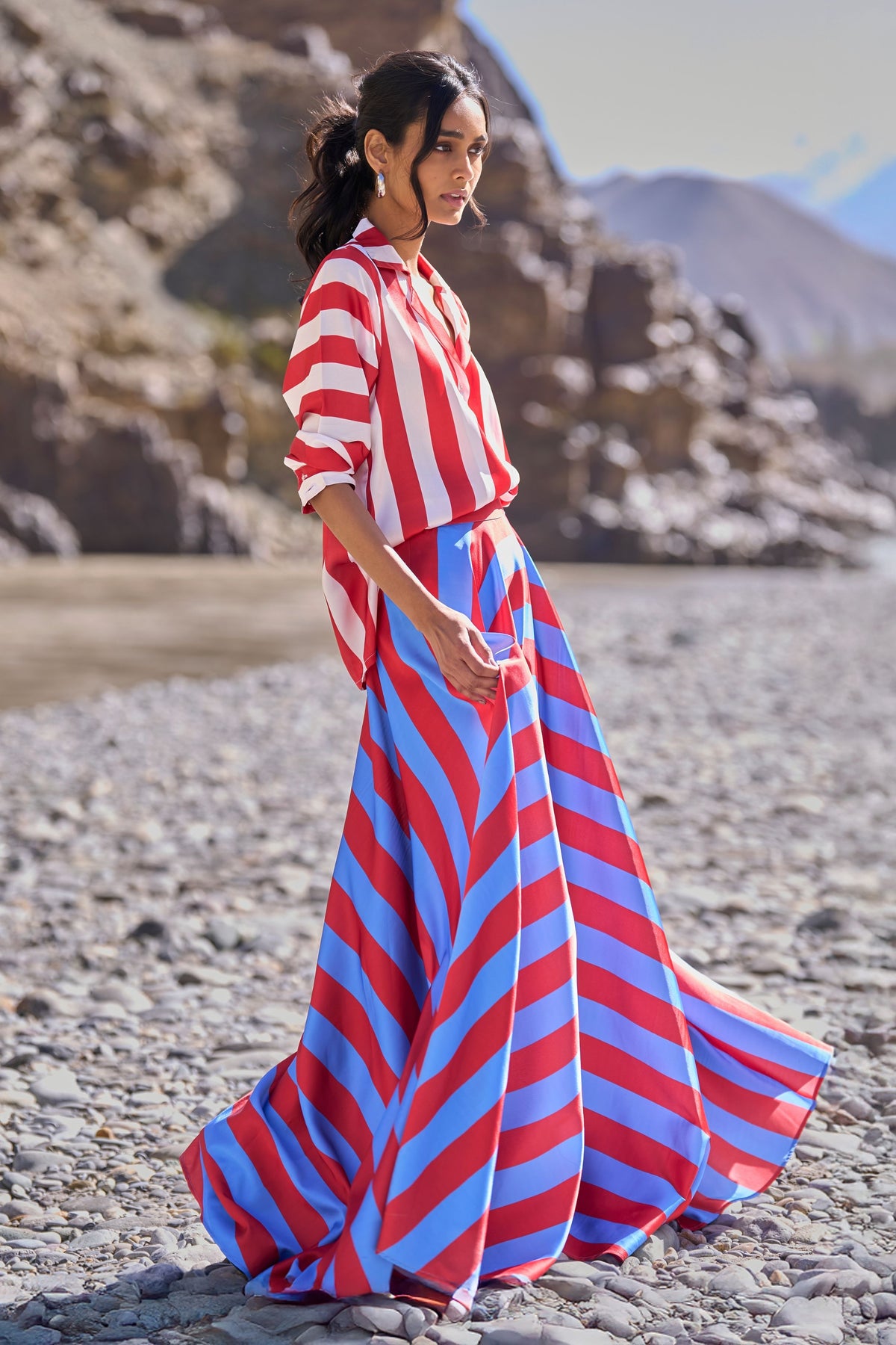 Striped Maxi Skirt Set