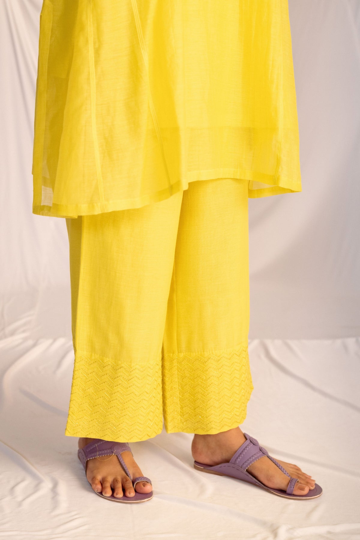 Lime Green Embroidered Tunic Set