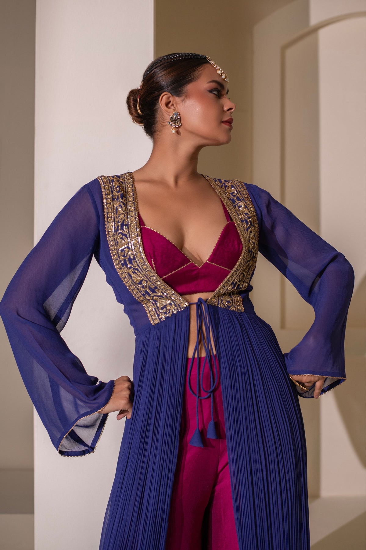 Magenta Blue Jacket Set