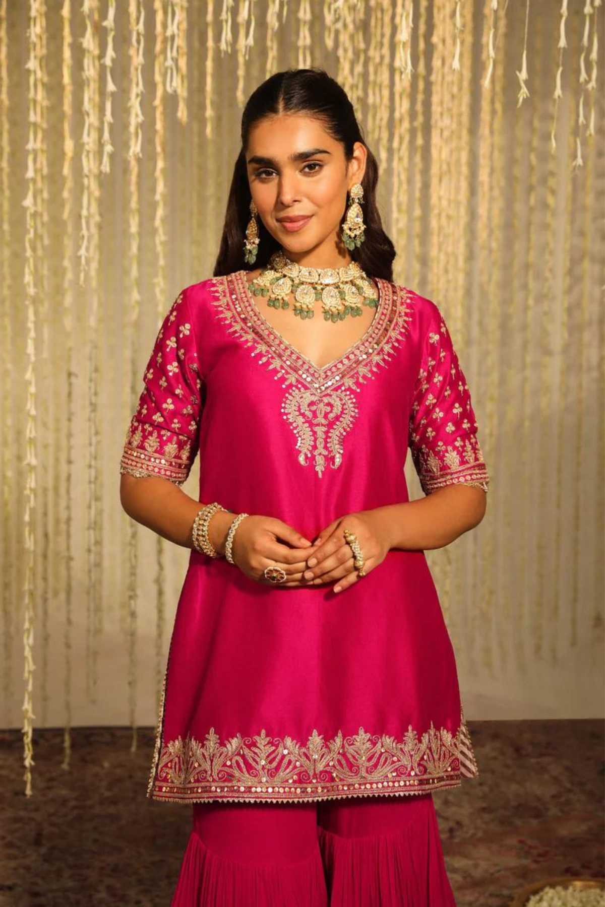 Aaira Hotpink Sharara Set