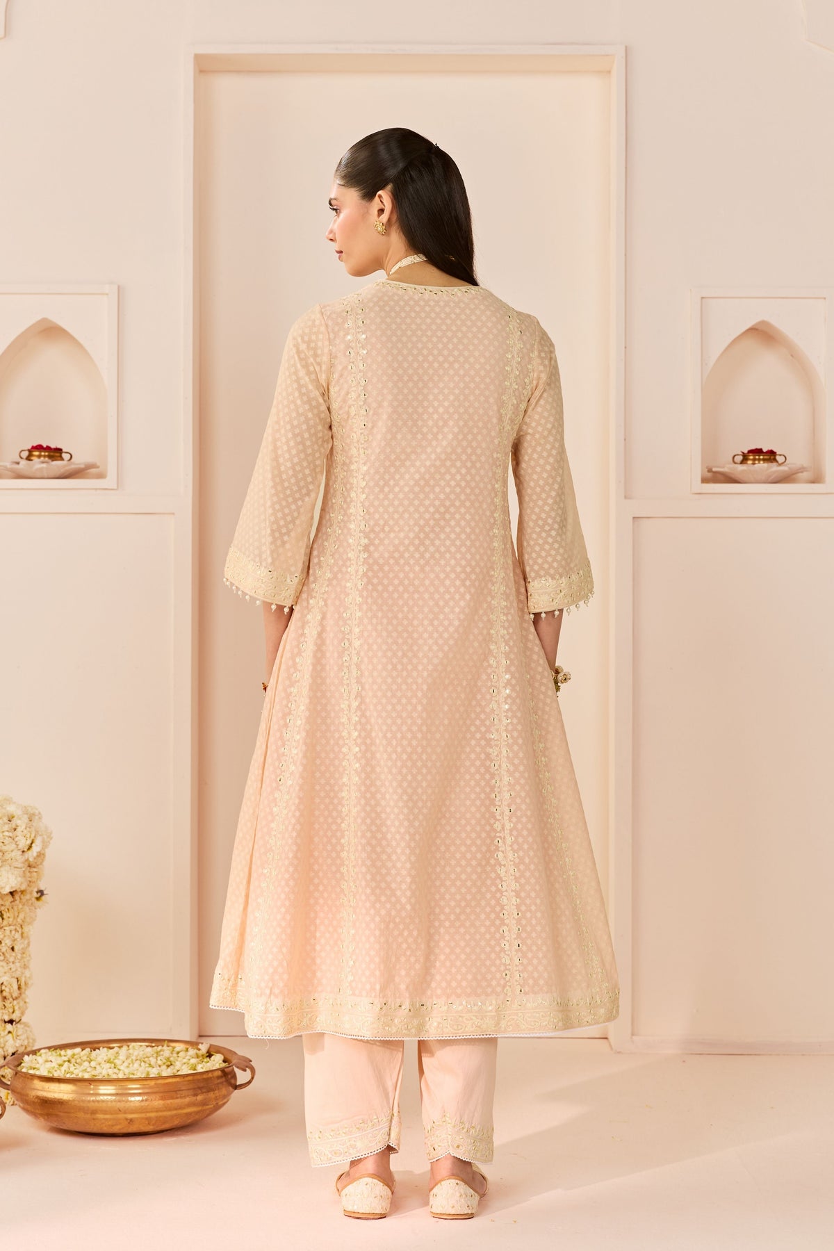 Firdaus Carnation Pink Long Kalidaar Chauga Set