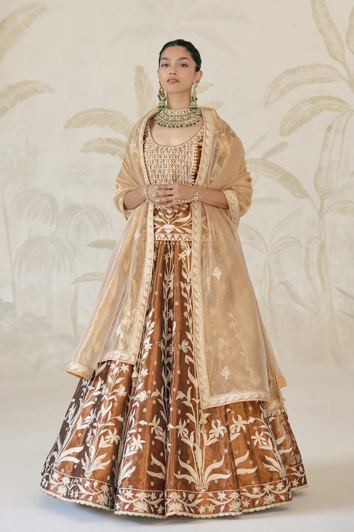 Brown Kurta-lehenga Set