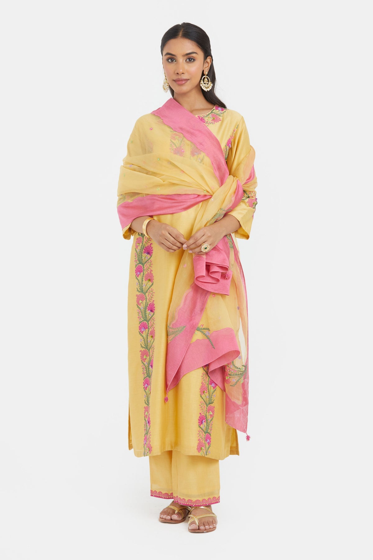 Yellow  Appliqué Kurta Set