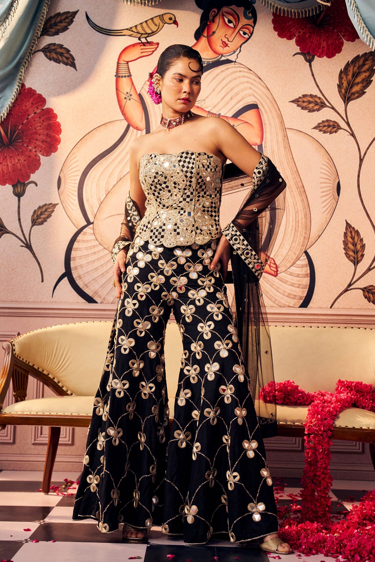 Black Gold Sharara Set