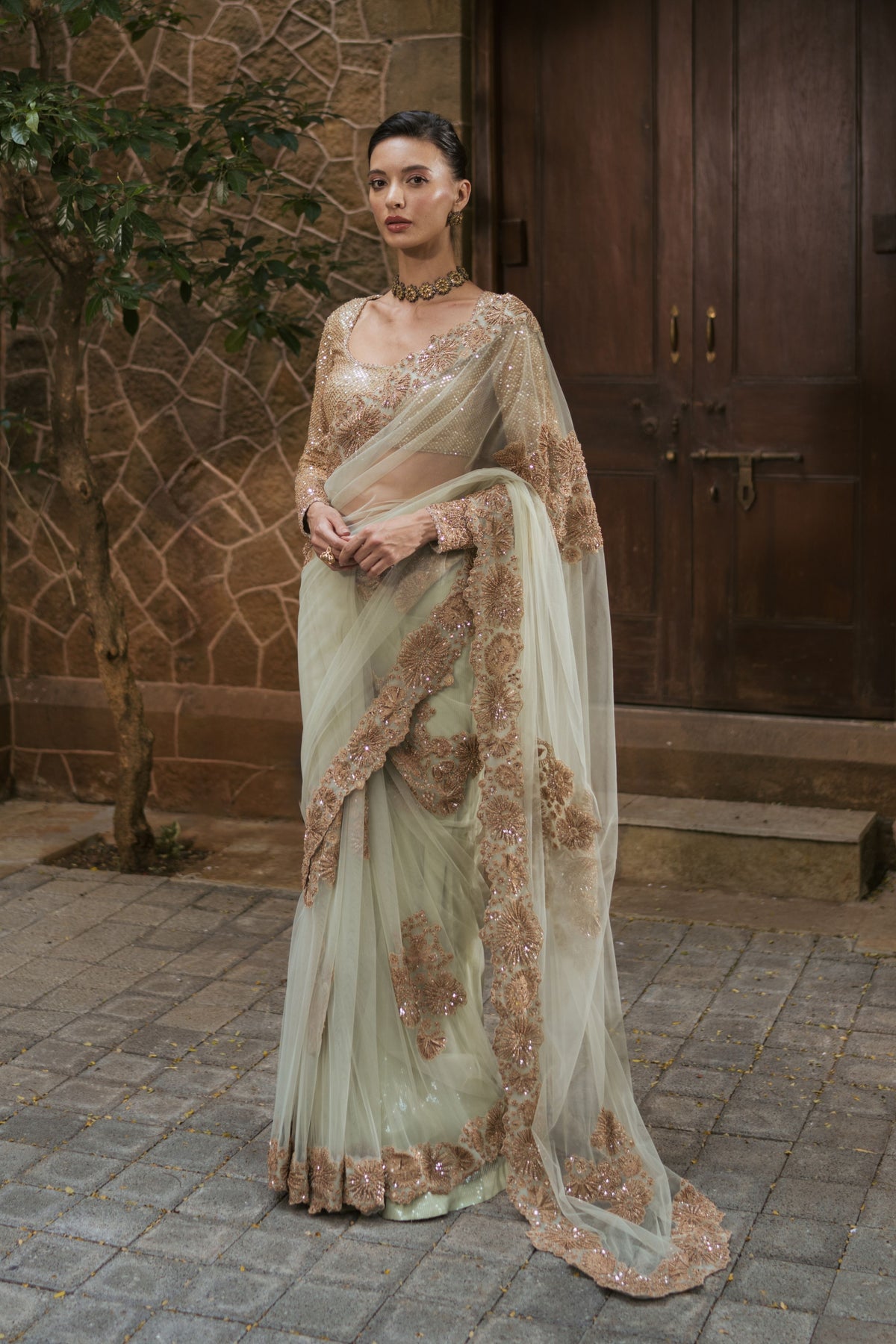 Odette Saree With Cape