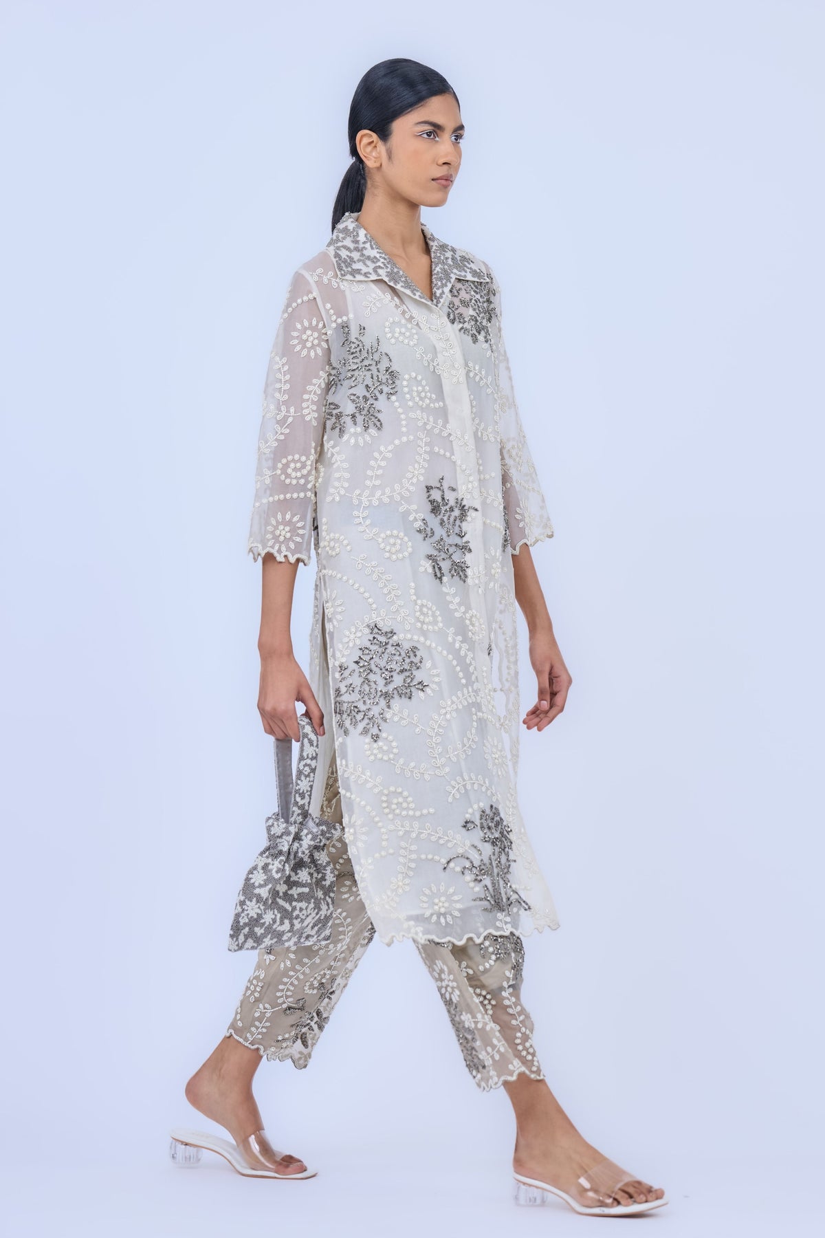 Beadwork Silk Organza Kurta