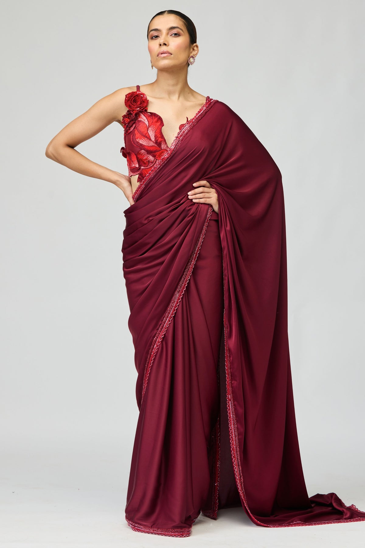 Glossy Organza Saree Set