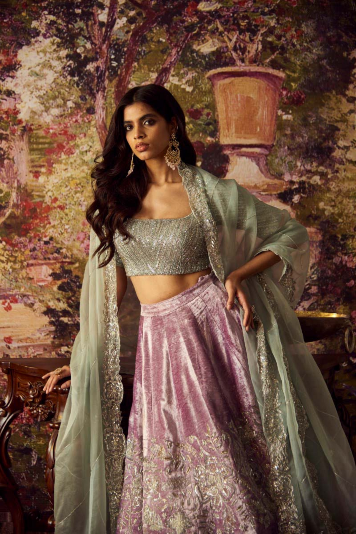 Lilac One Band Lehenga Set