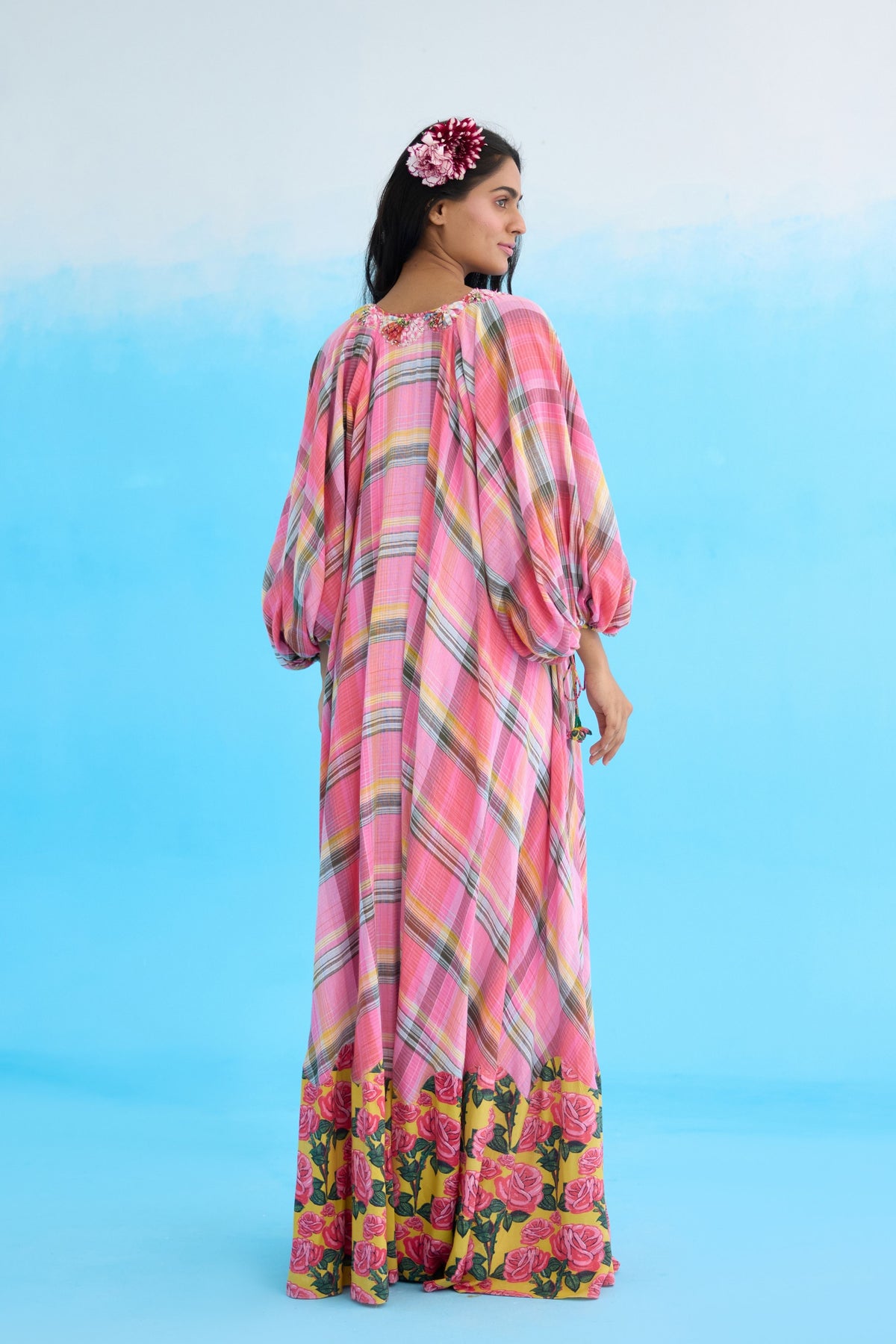 Pink Madras Checks Maxi Dress