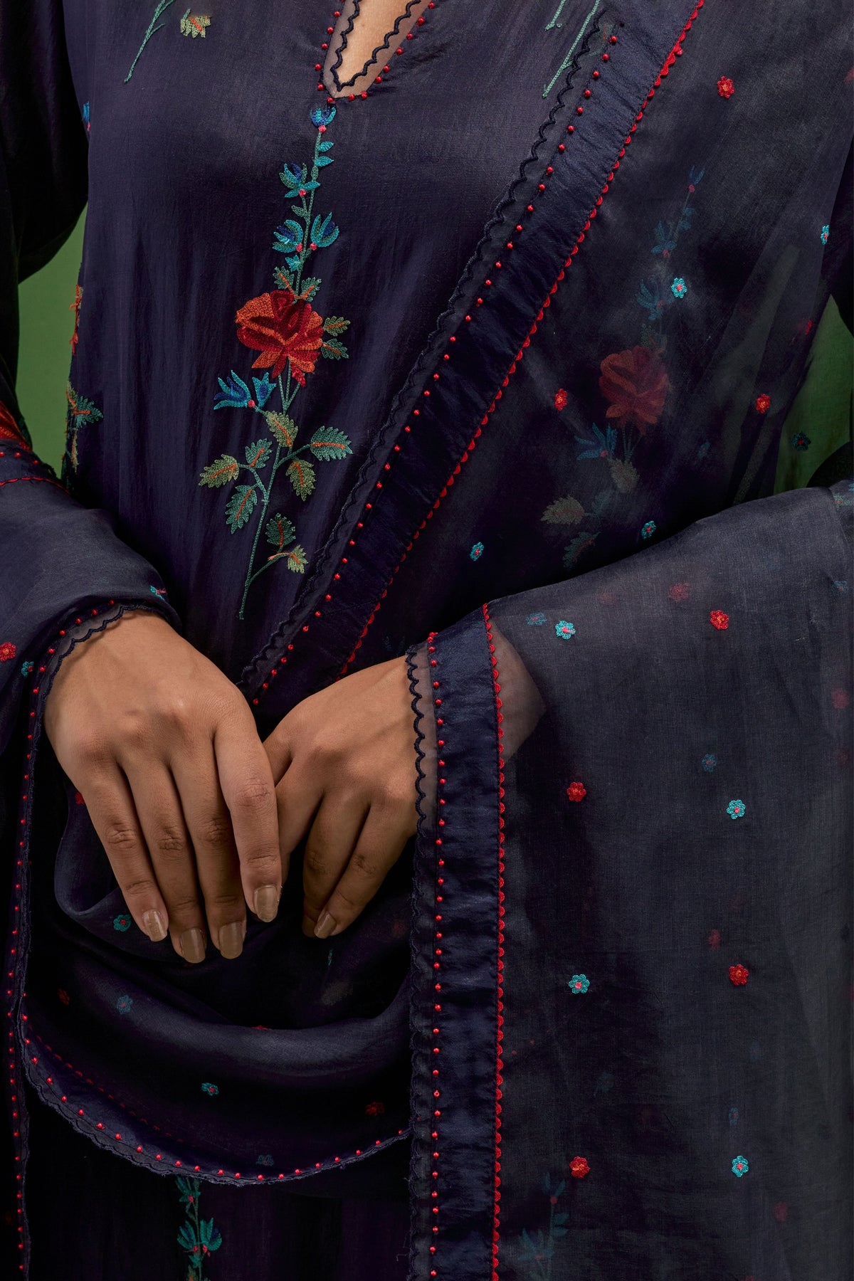 Midnight Embroidery Straight Kurta Set