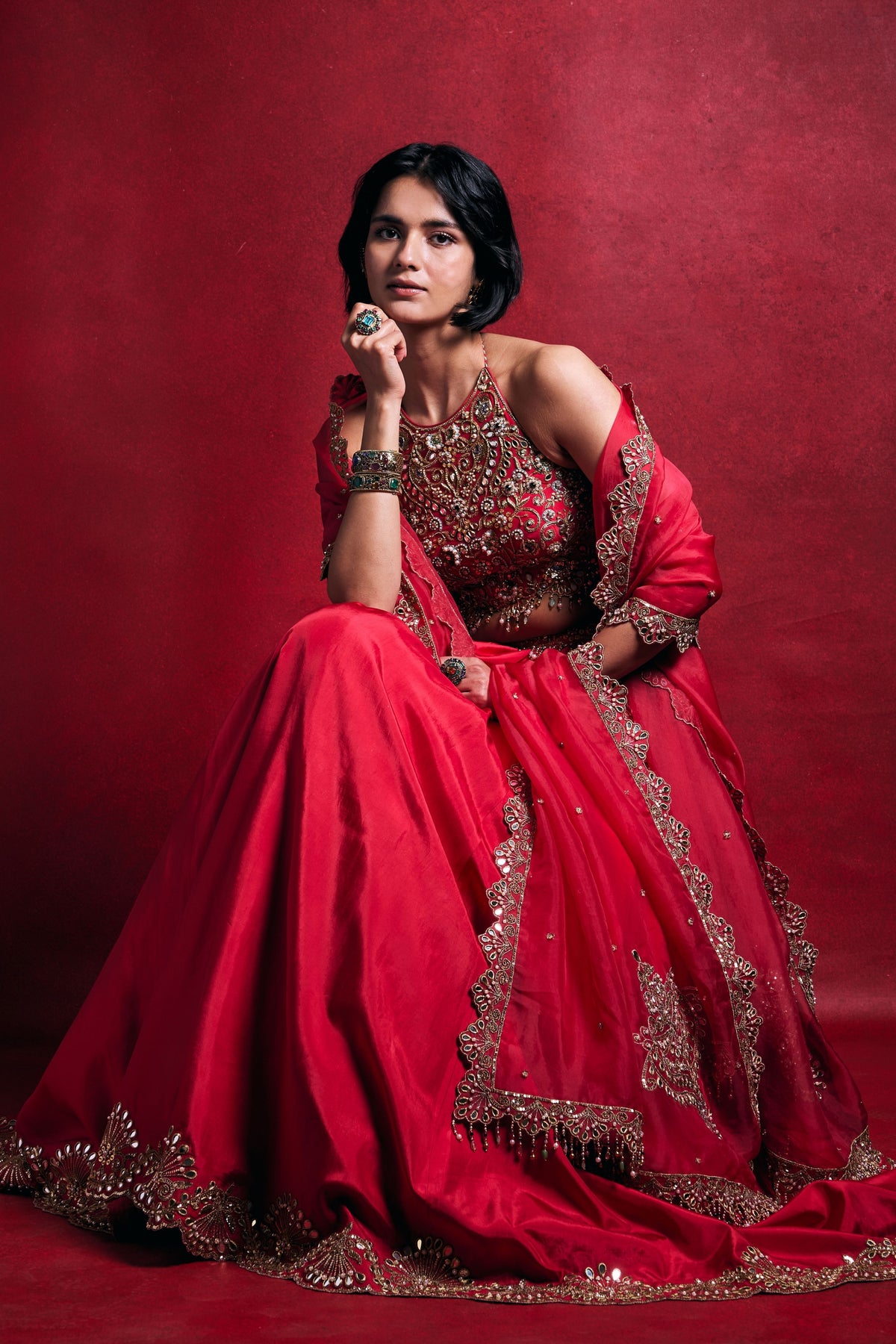 Fuchsia Pink Silk Lehenga Set