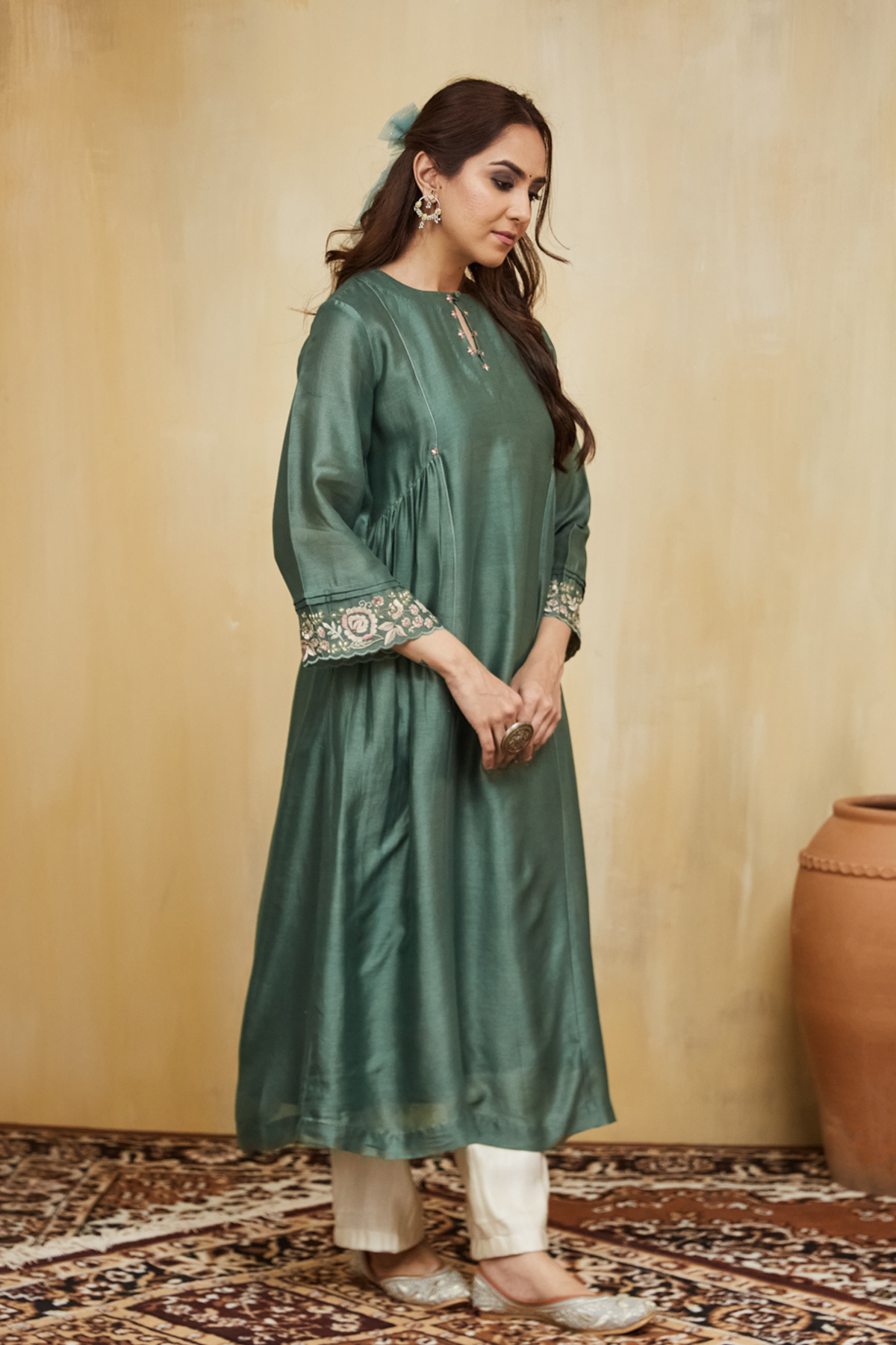 Green Floral Nadia Kurta Set