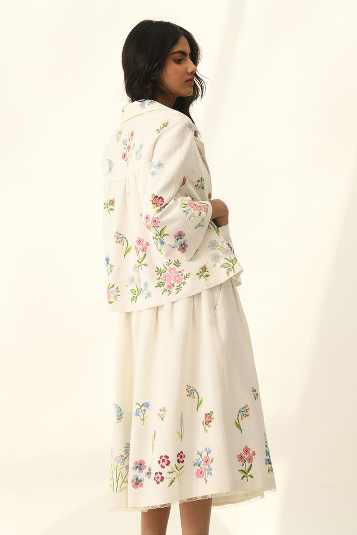 White Stellata Cross Stitch Jacket