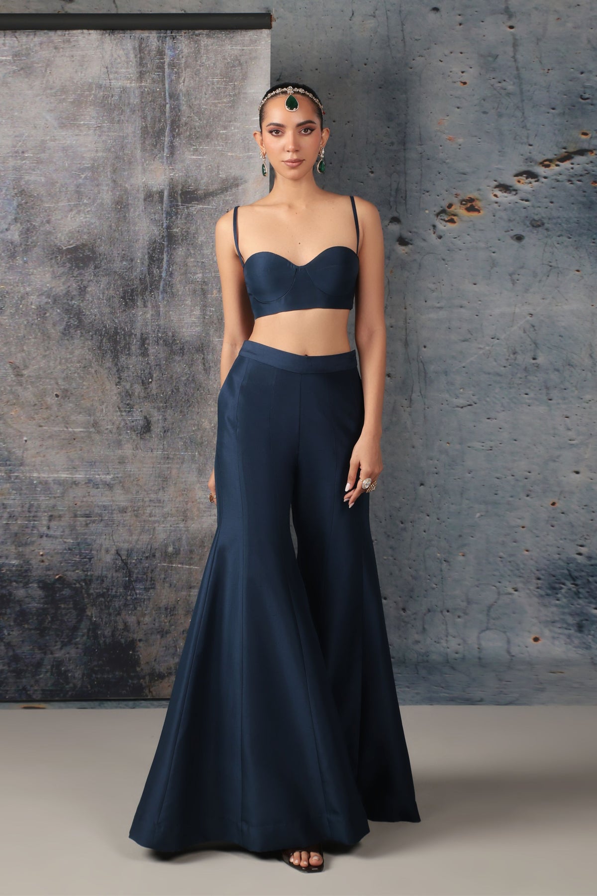 Blue Long Jacket Set