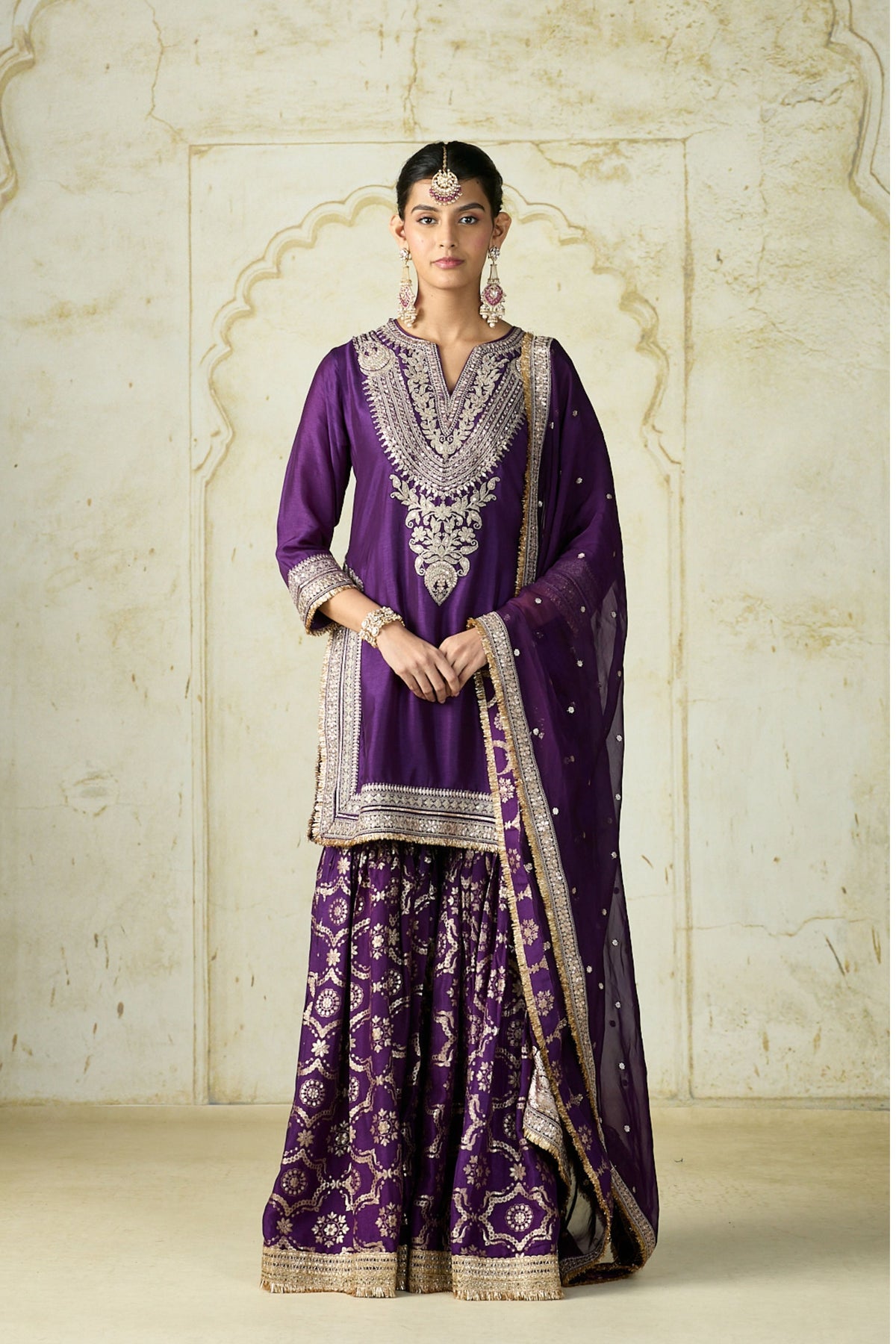 Purple Ameena Sharara Set
