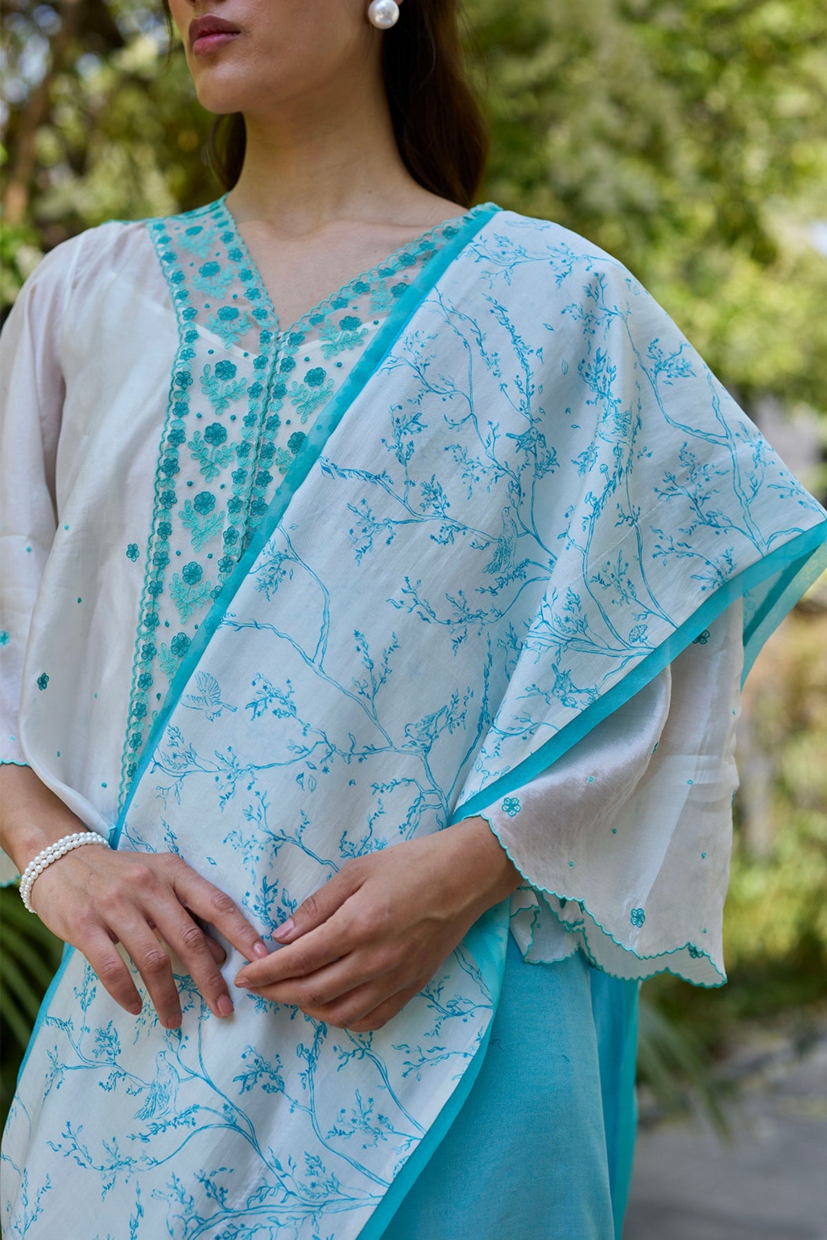 River Fork Ivory Embroidered Blouse