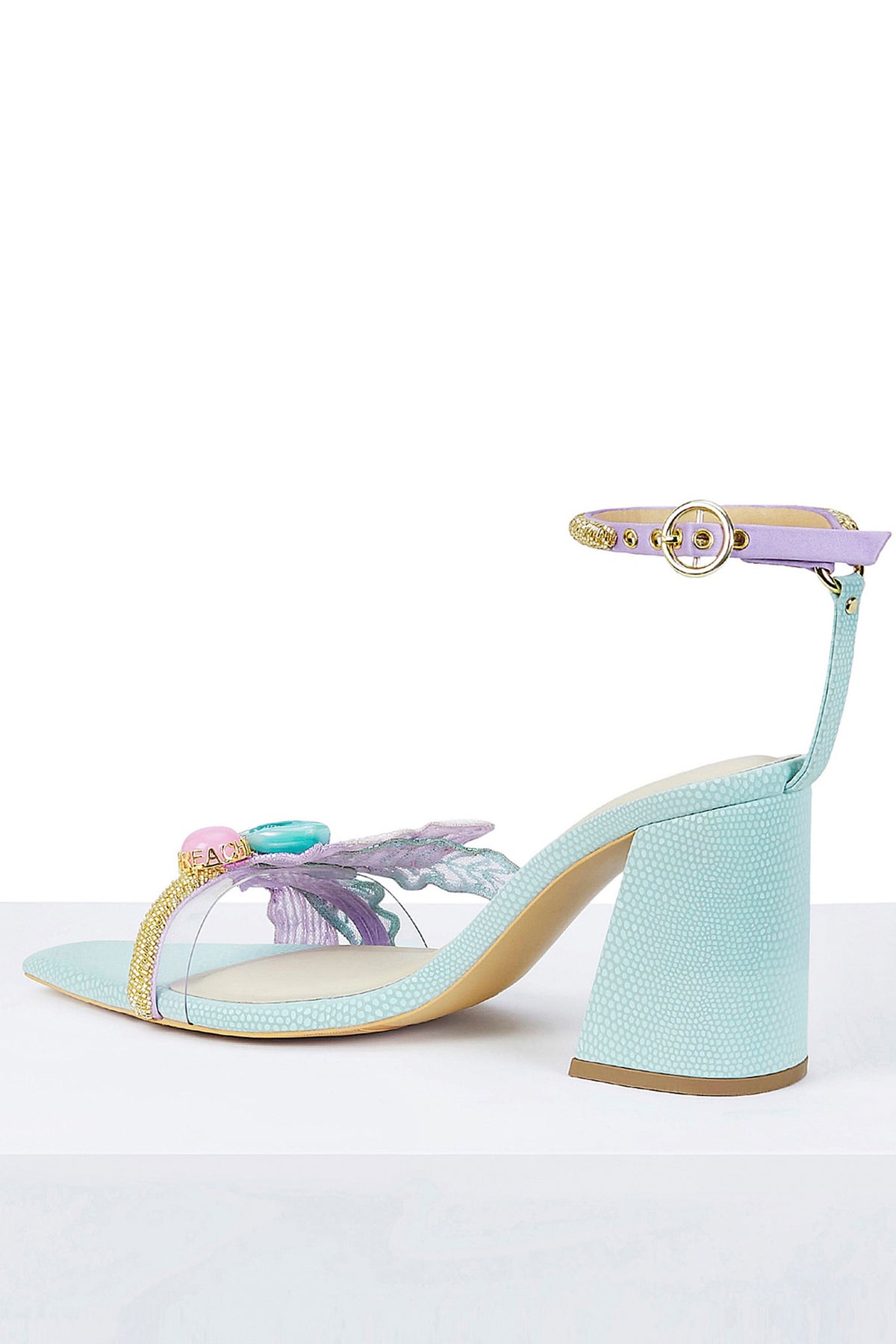 Zazu - Gold Embellished Open Toe Stilettos