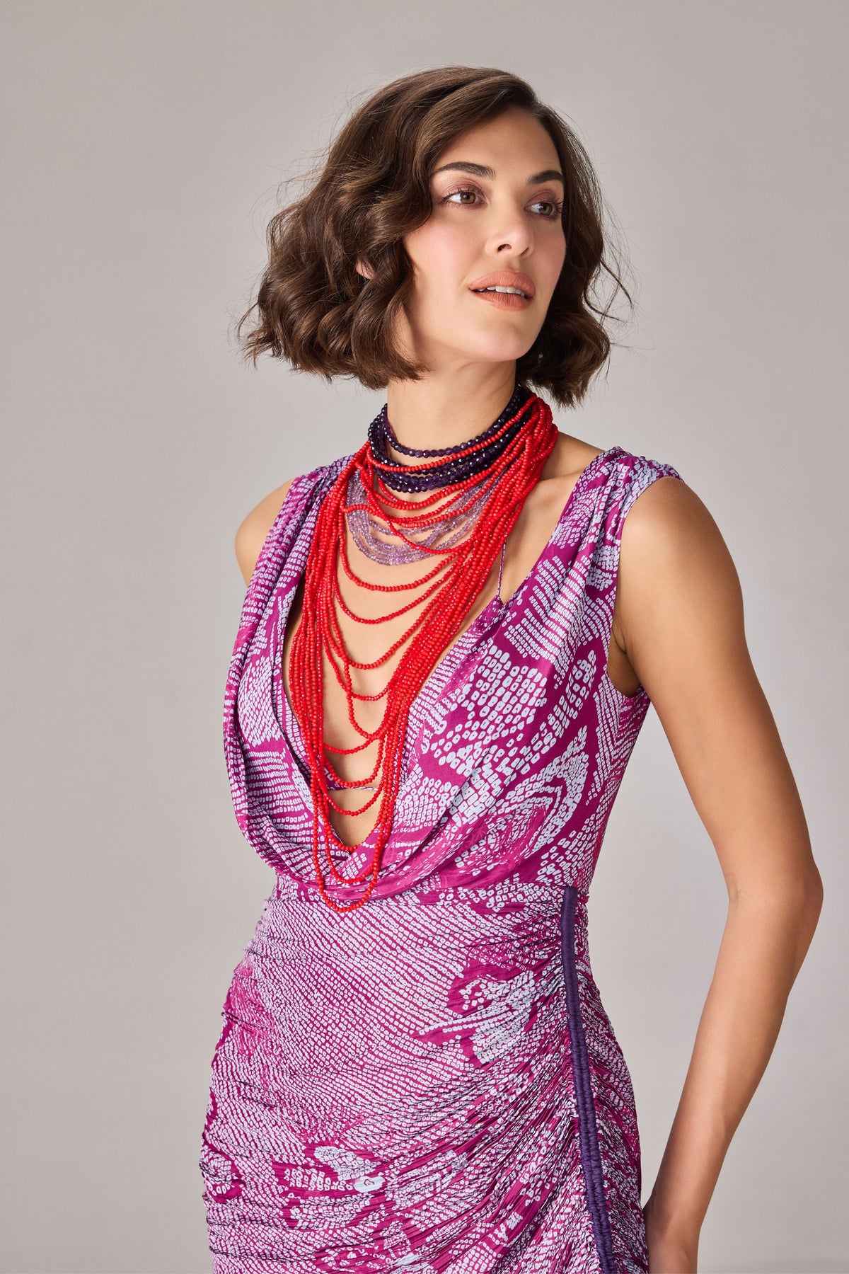 Purple Bandhani Nada Triangle Bralette