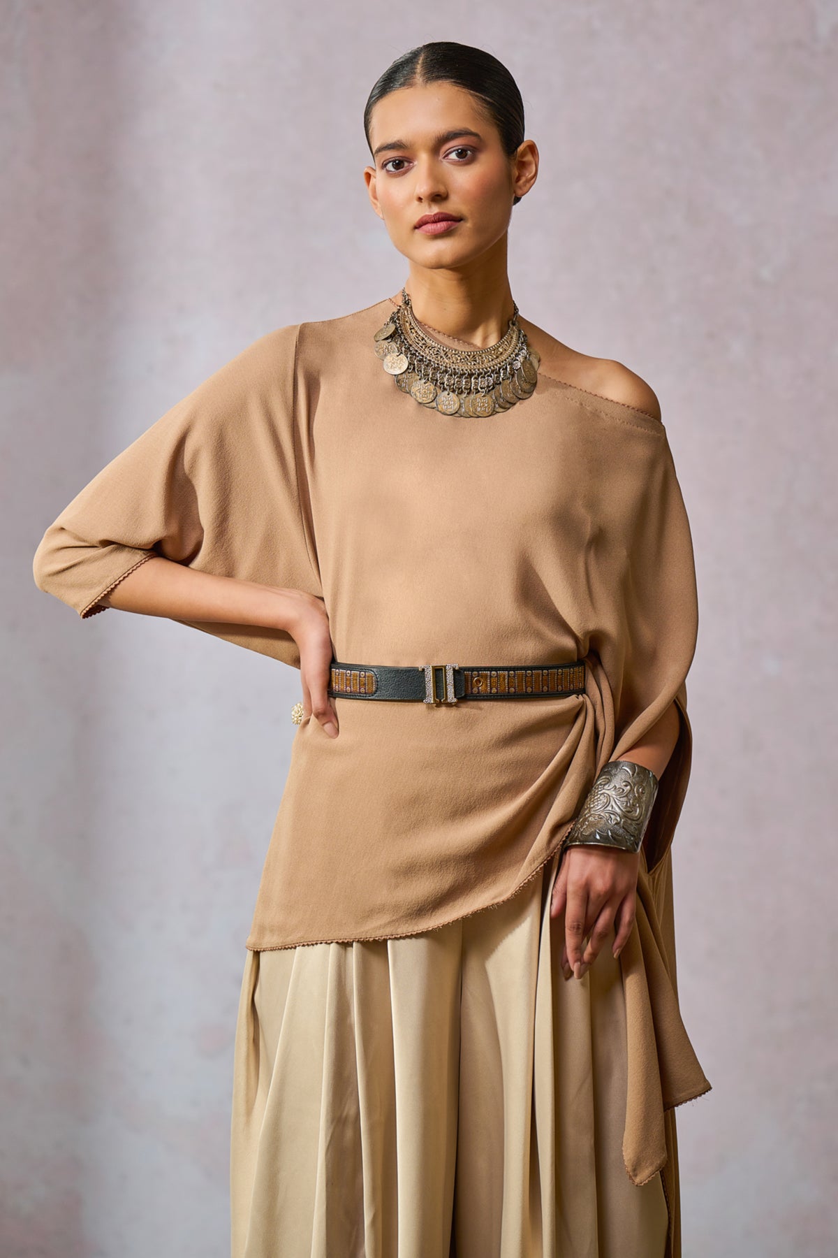 Brown Dhoti With Top
