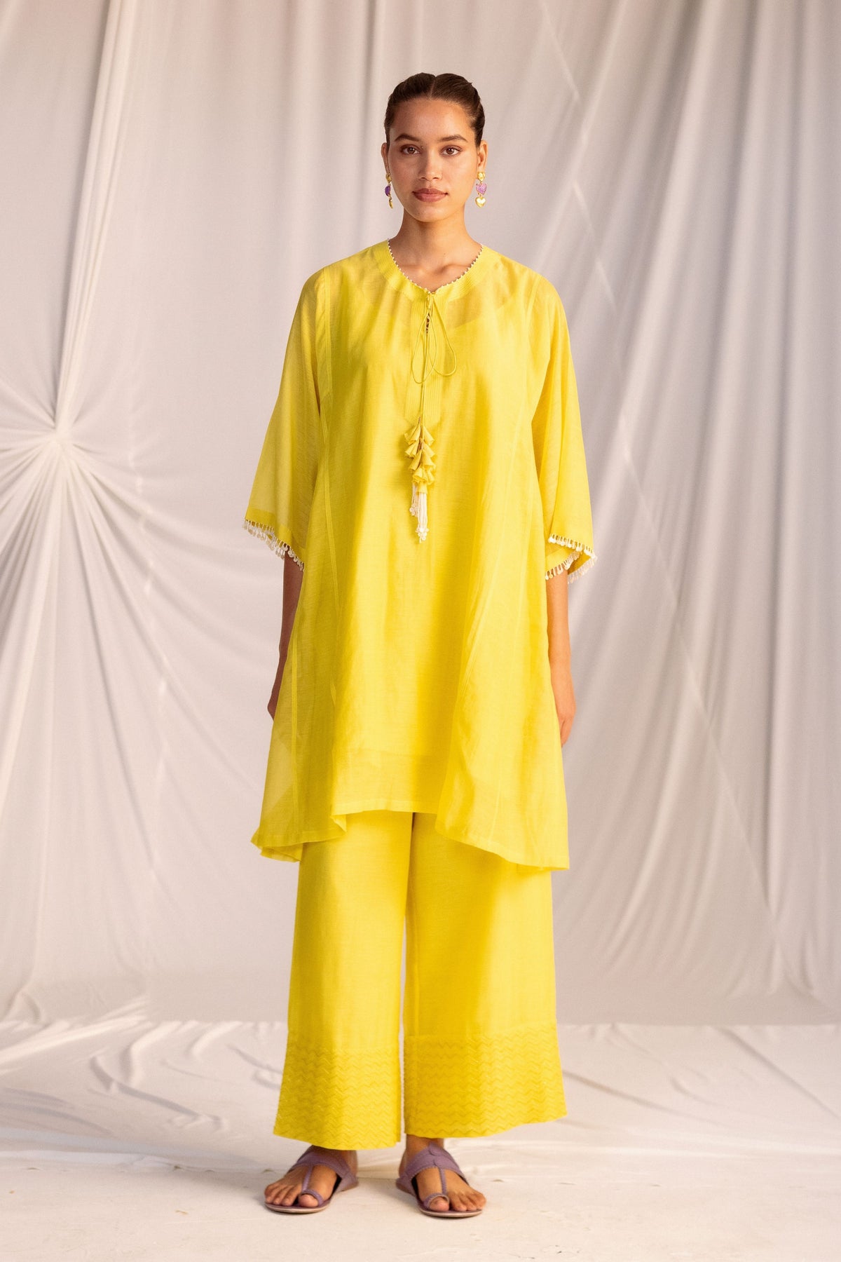 Lime Green Embroidered Tunic Set