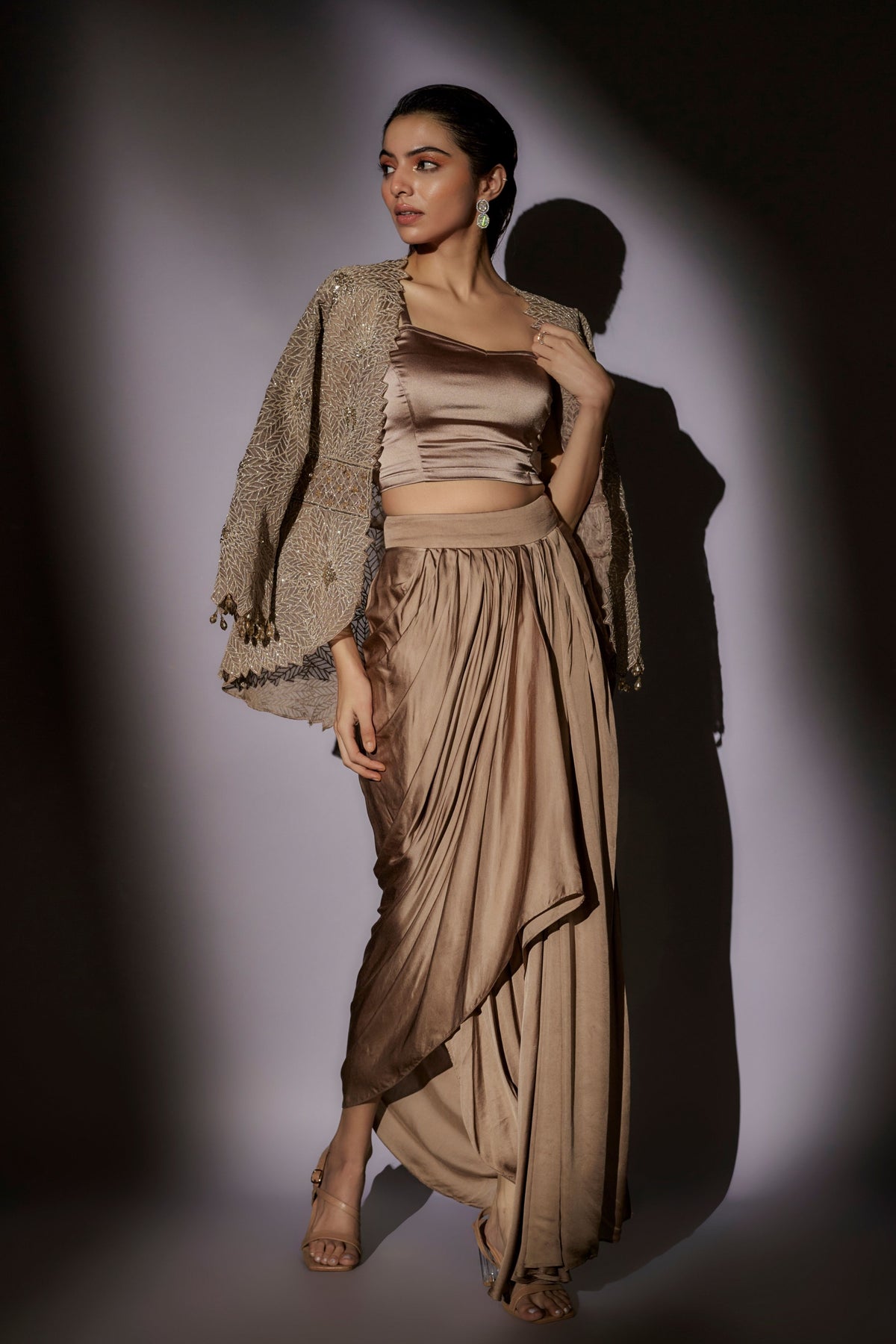 Embroided Jacket Cape Set