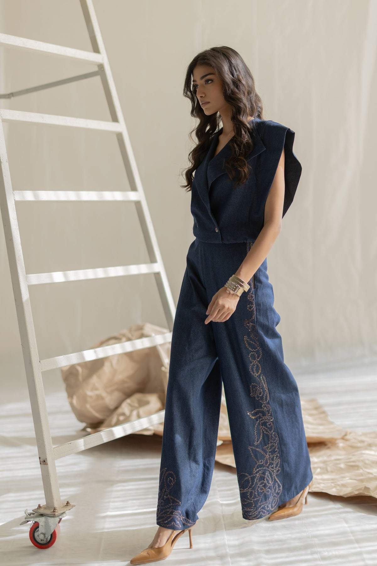 Dark Blue Blazer Top