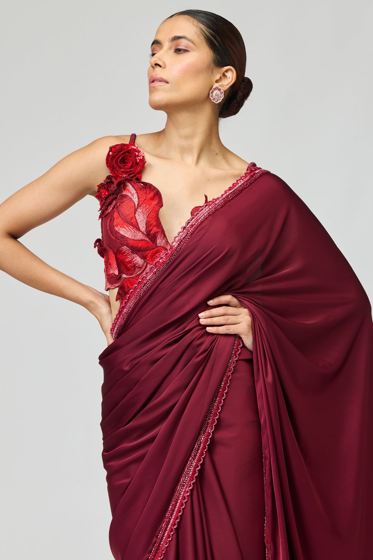 Glossy Organza Saree Set