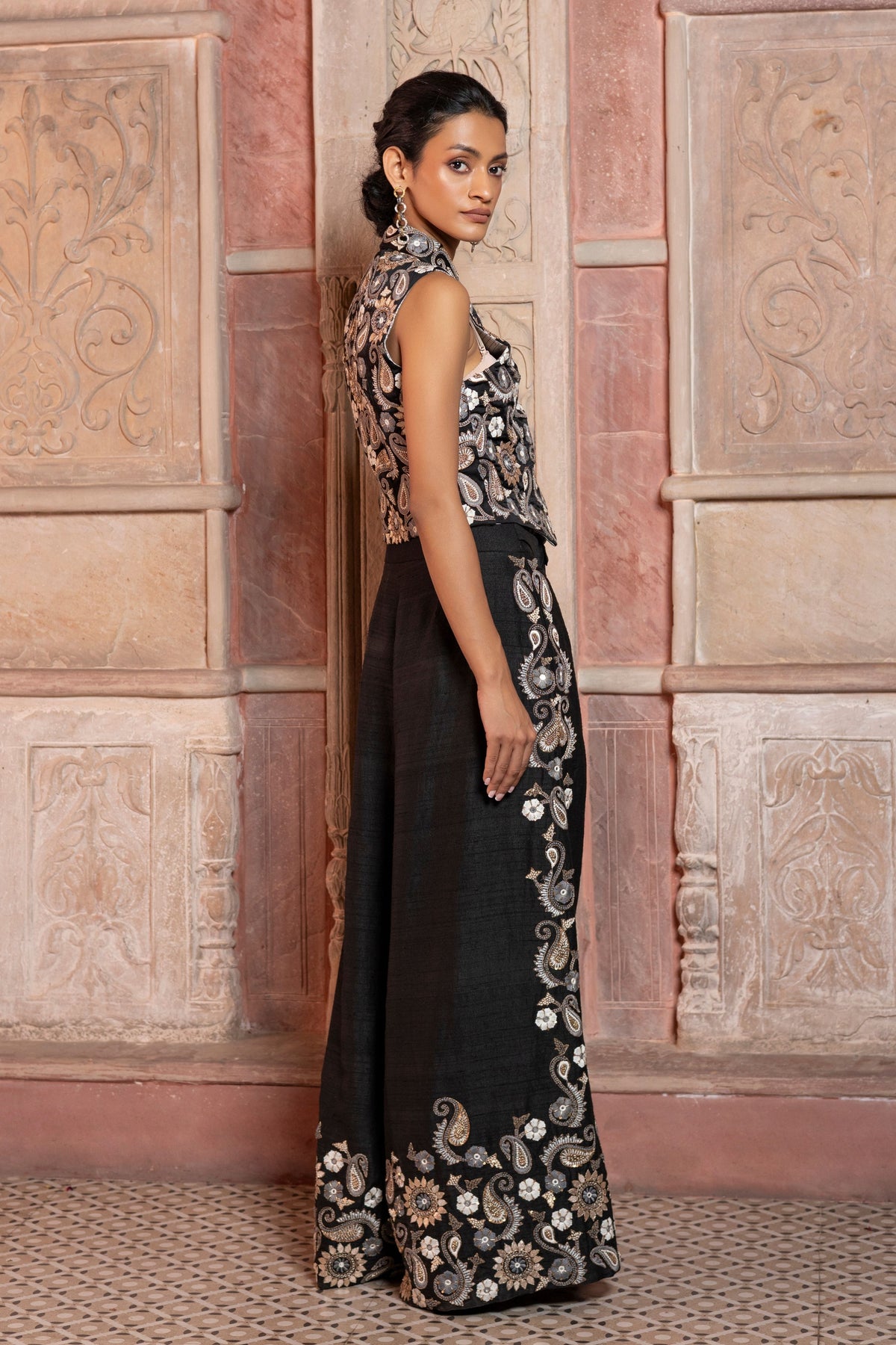 Black Embroidered Co-ord Set