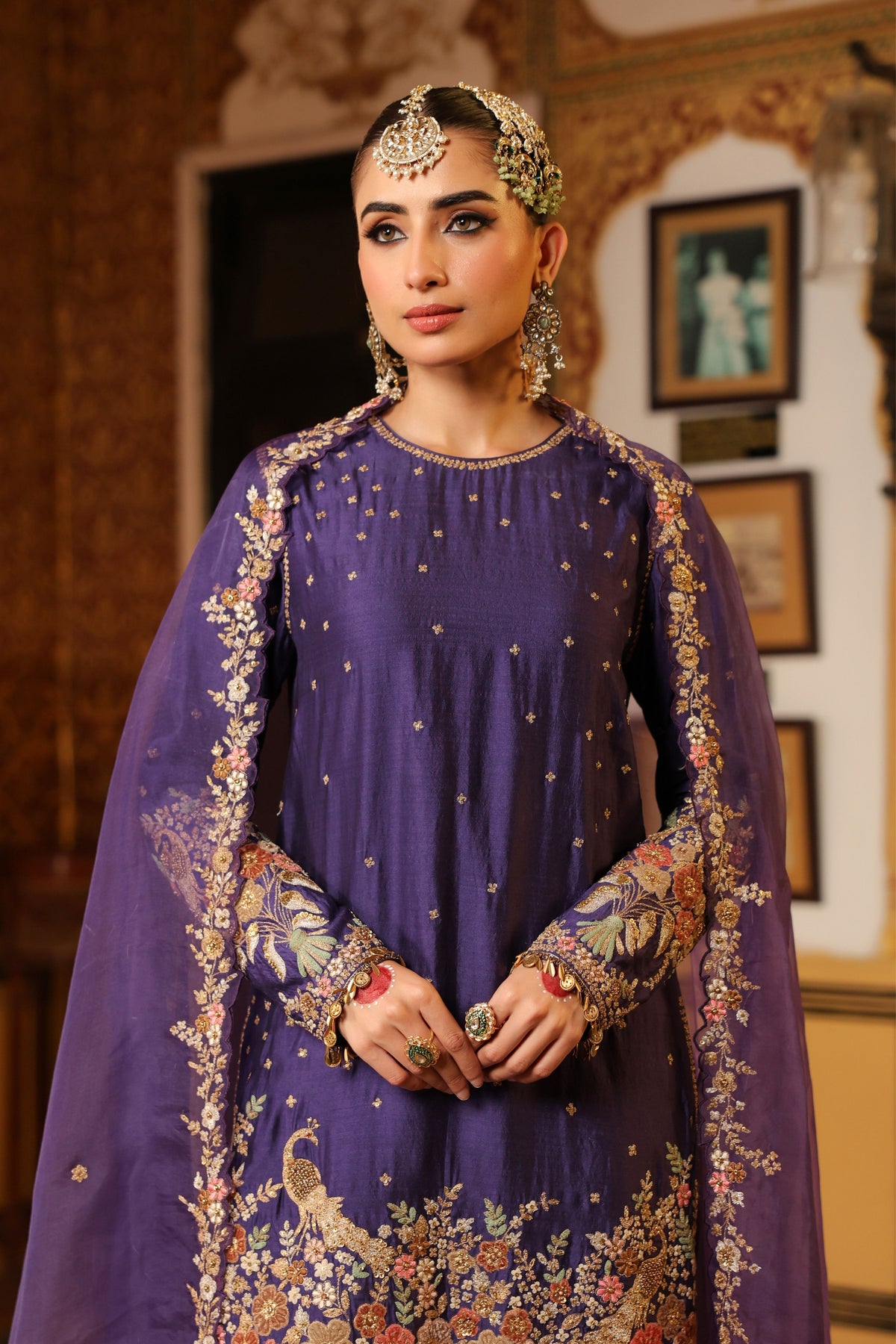 Purple  Ahista Short Kurta Set