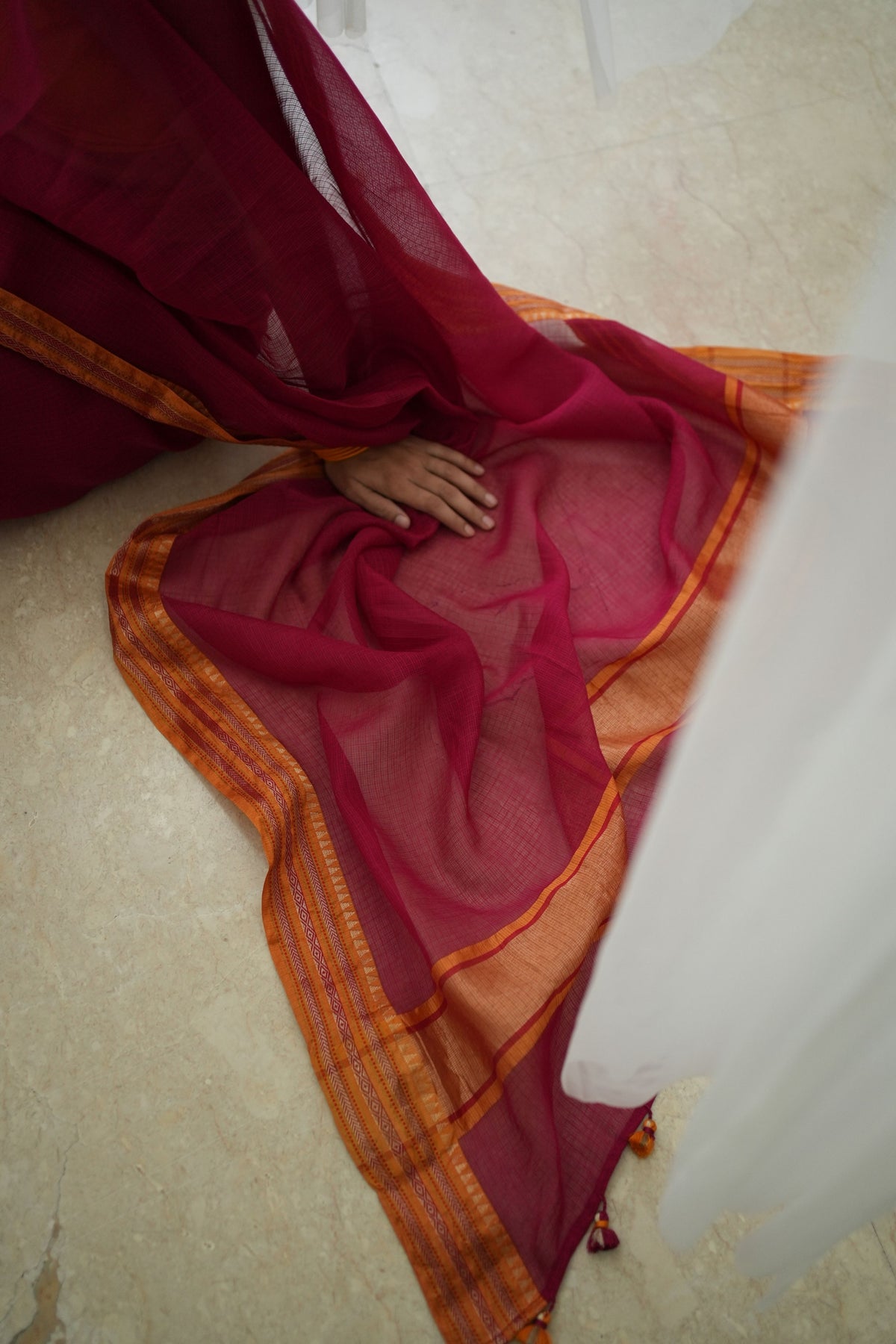 Pratima Timeless Border Magenta Saree