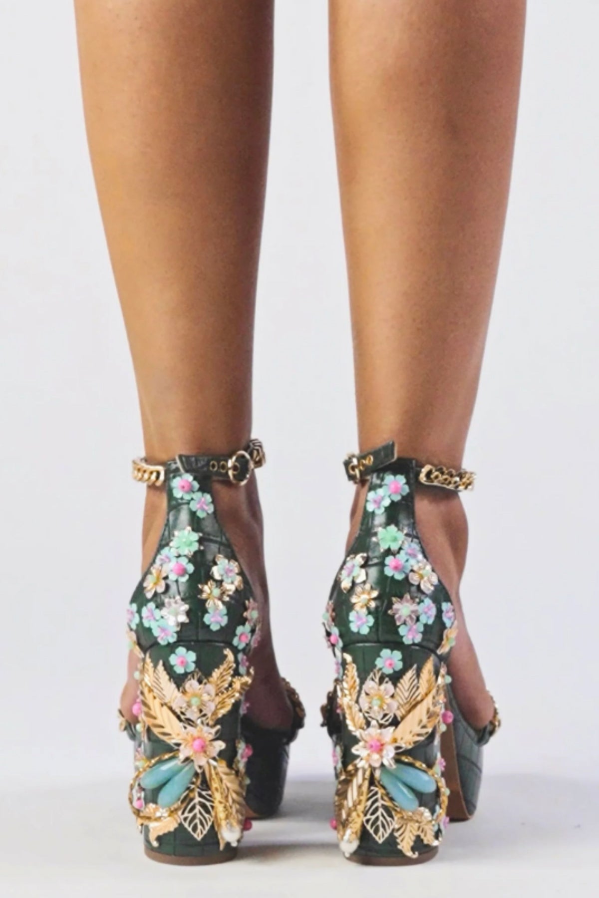 Medusa - Bottle Green Block Heels
