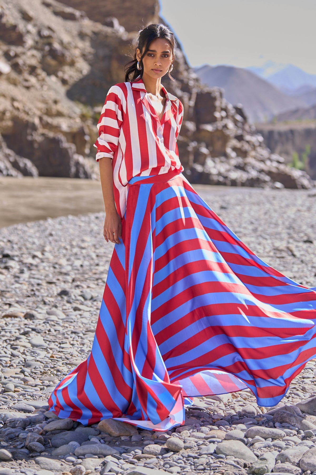 Striped Maxi Skirt Set