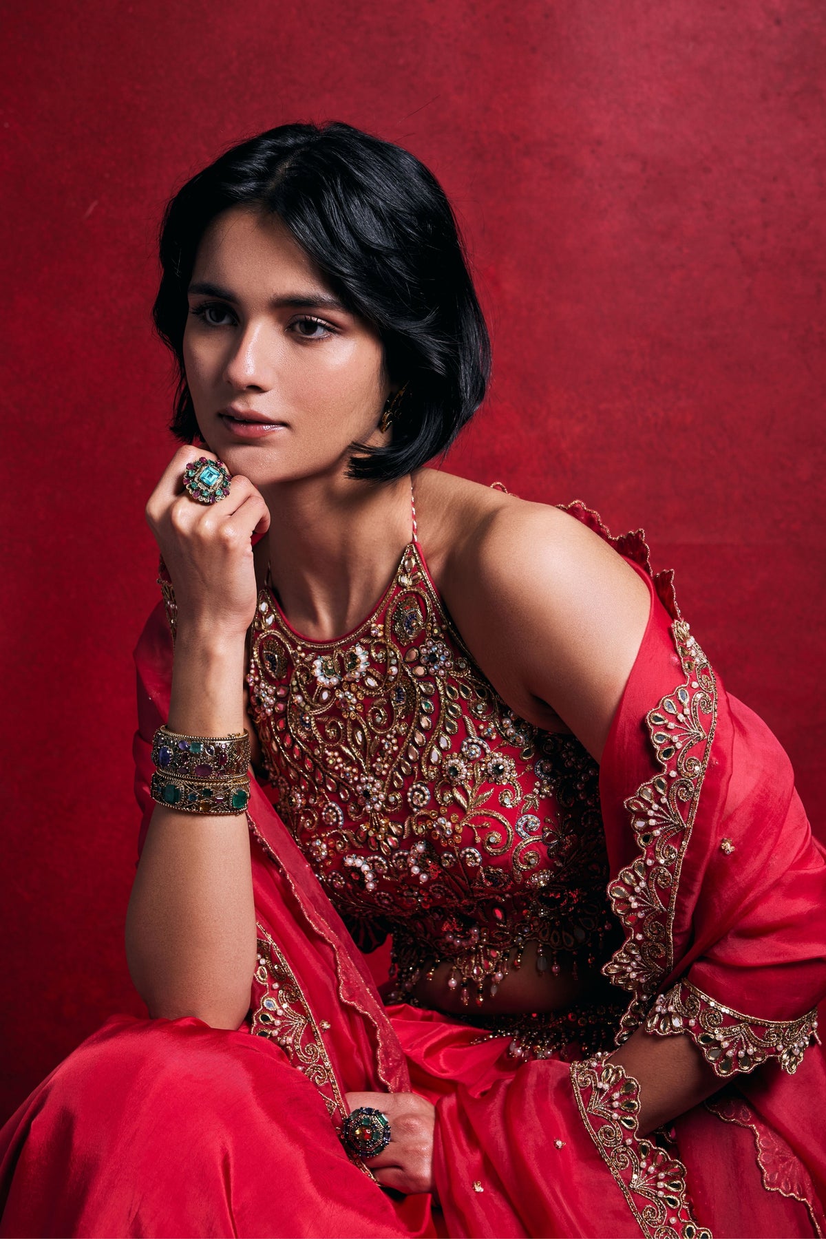 Fuchsia Pink Silk Lehenga Set