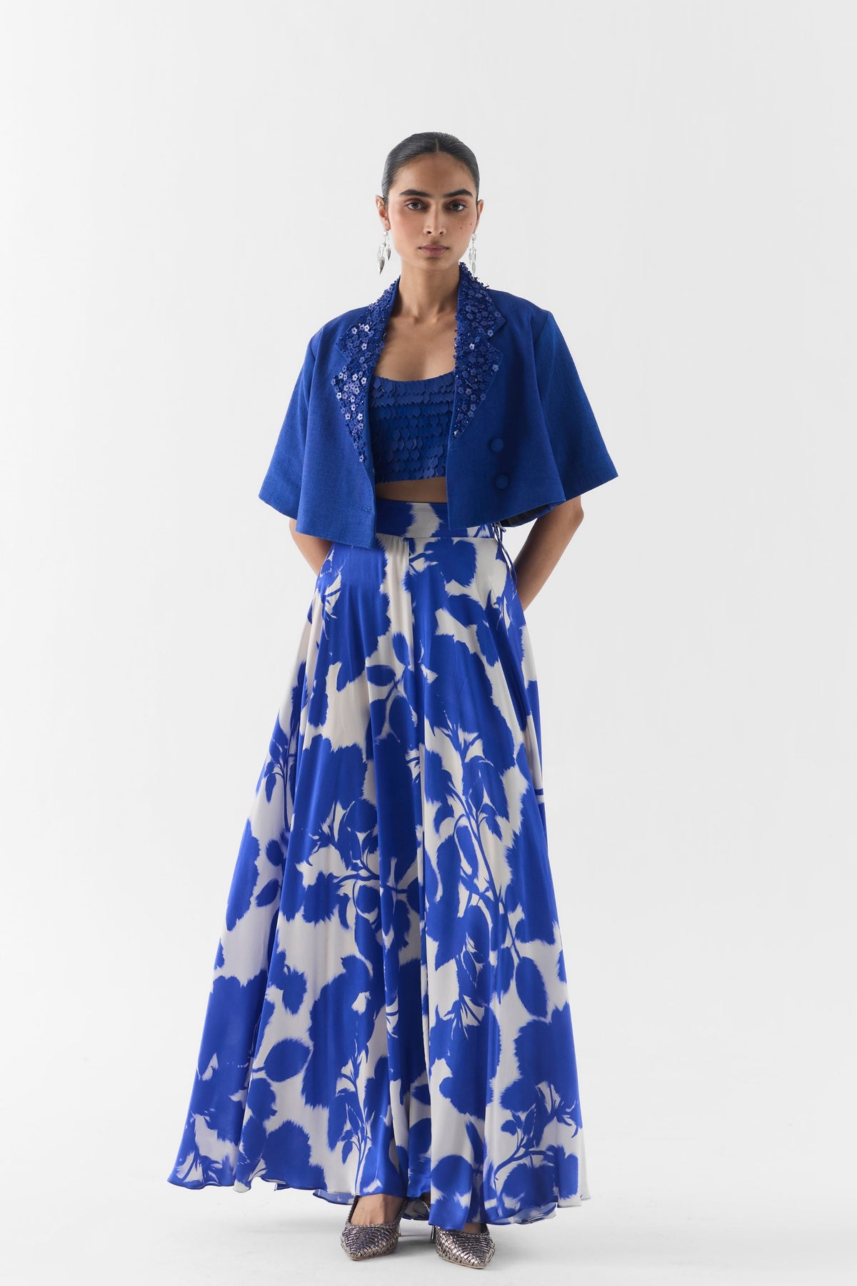 Blue Ink Skirt Set