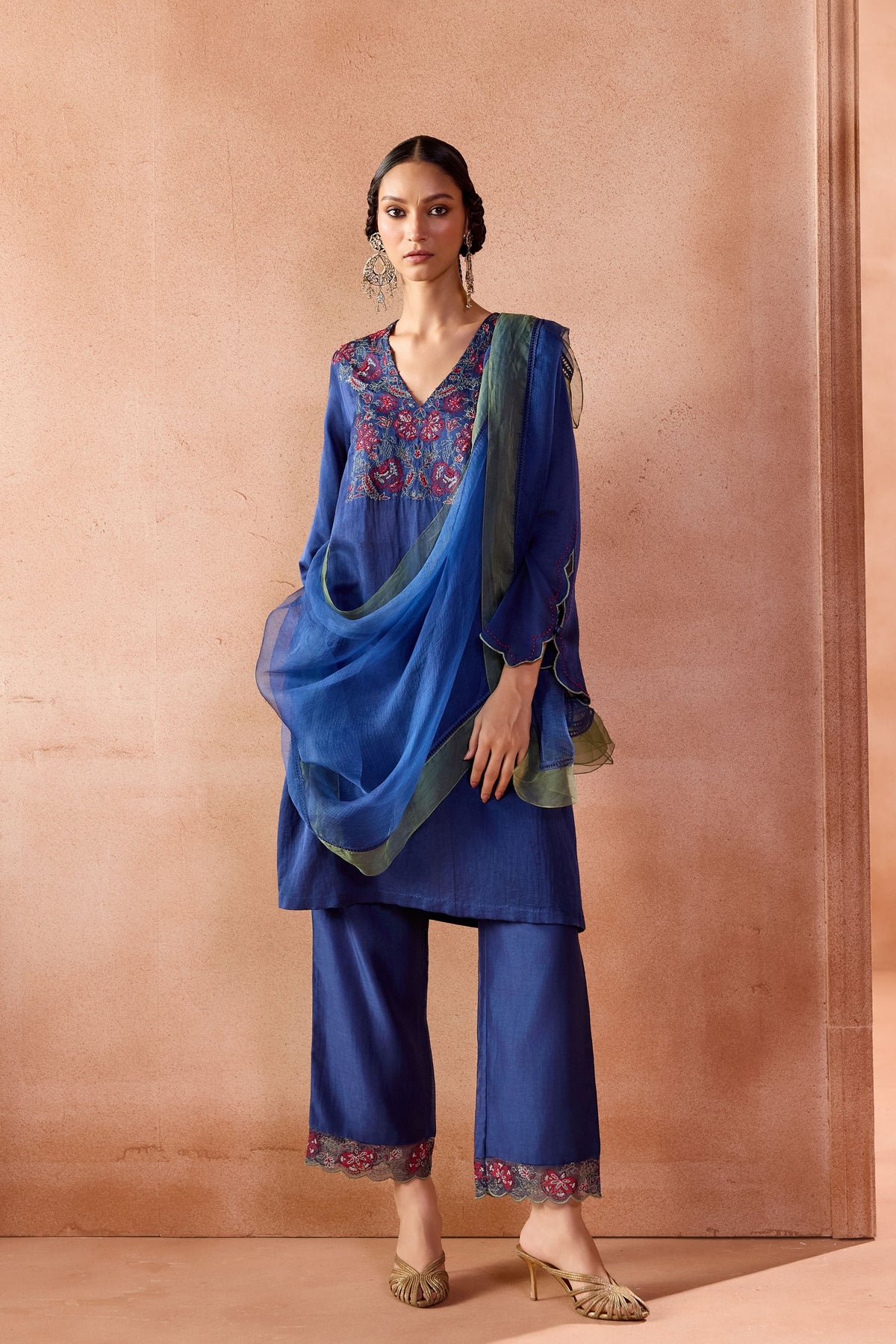 Blue Embroidered Kurta Set