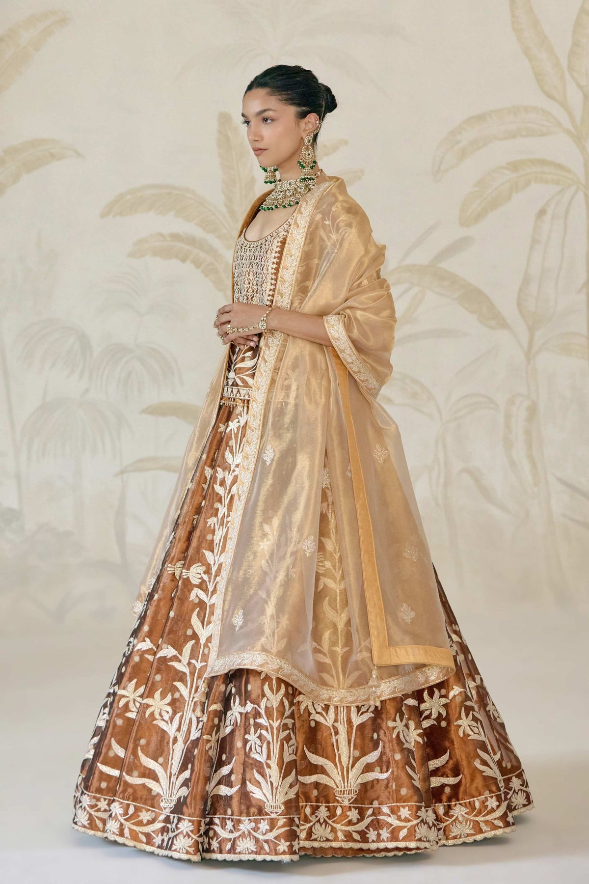 Brown Kurta-lehenga Set
