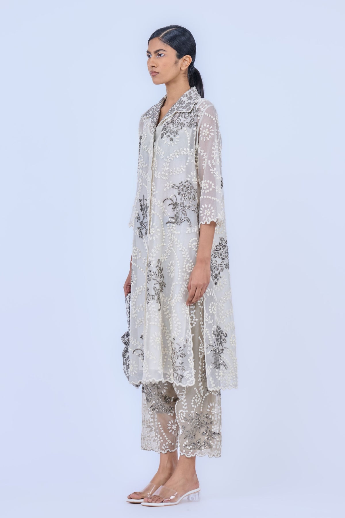 Beadwork Silk Organza Kurta