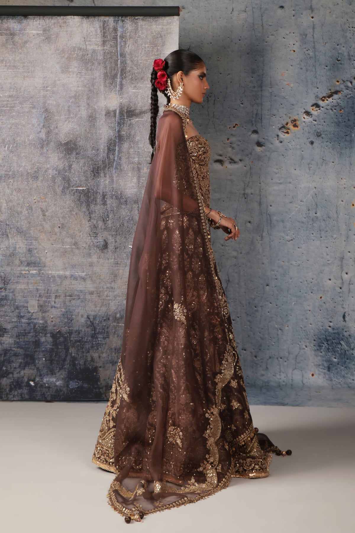Brown Corset Lehenga Set