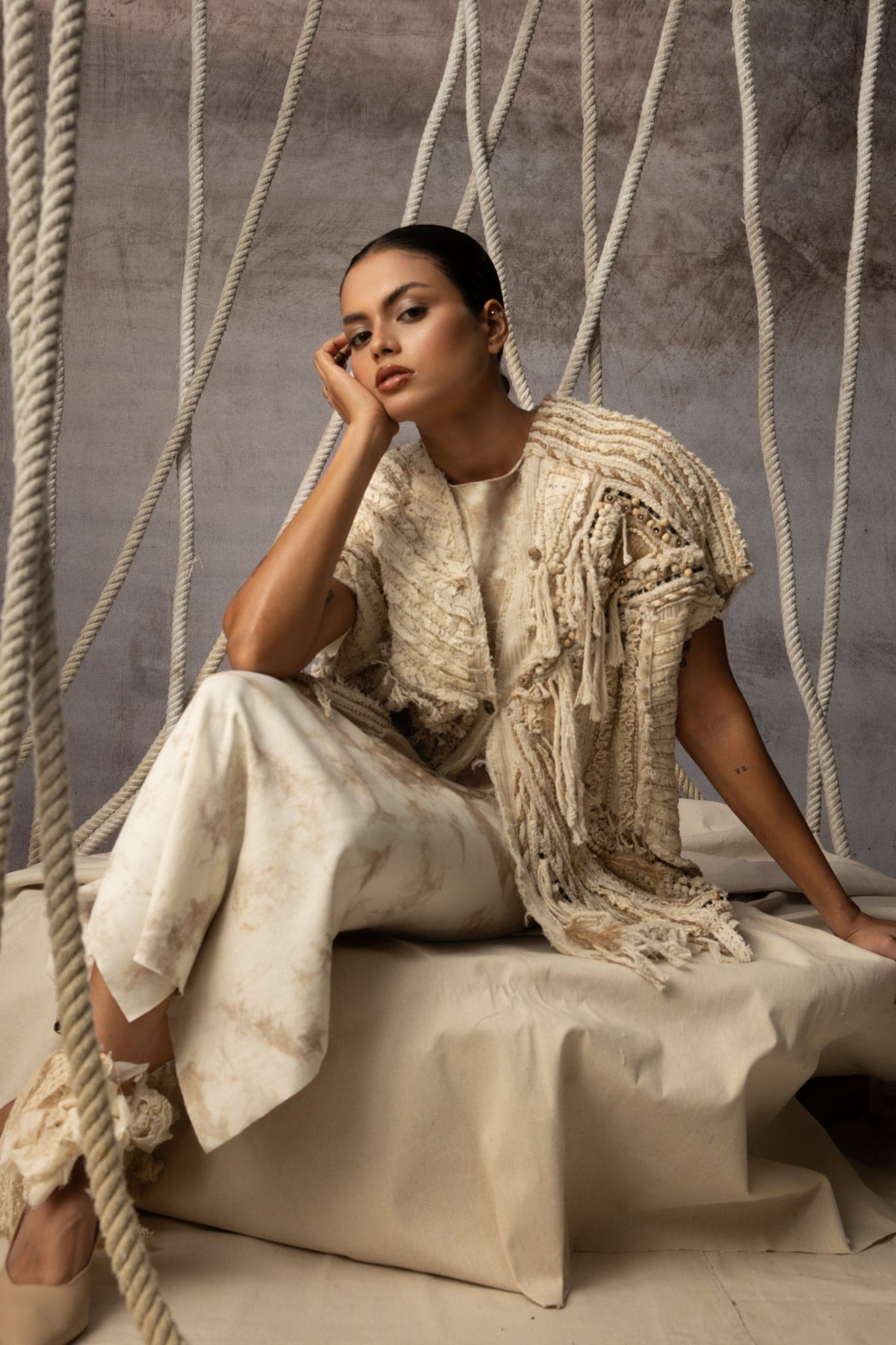 Ivory Crushed Lace Top