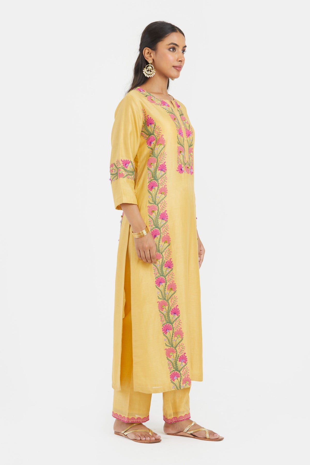 Yellow  Appliqué Kurta Set